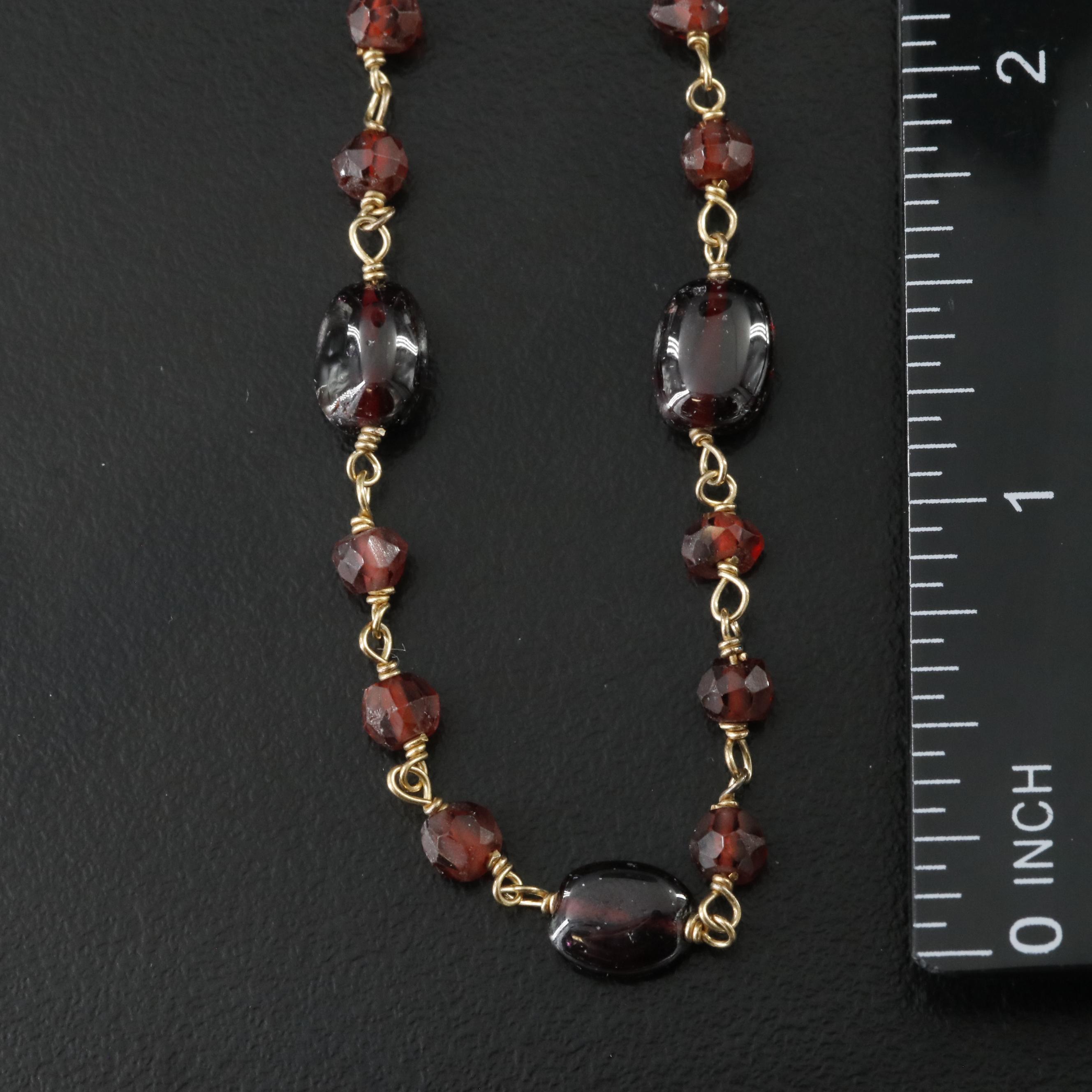 Sterling and 14K Clasp Garnet Necklaces