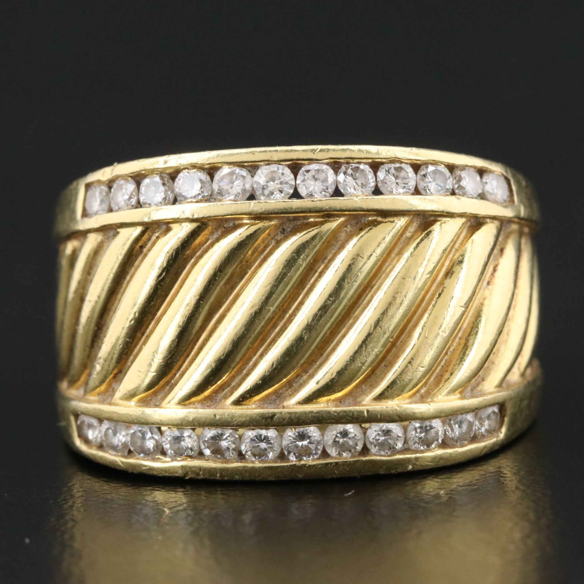 David Yurman 18K and CTW Diamond Cigar Ring