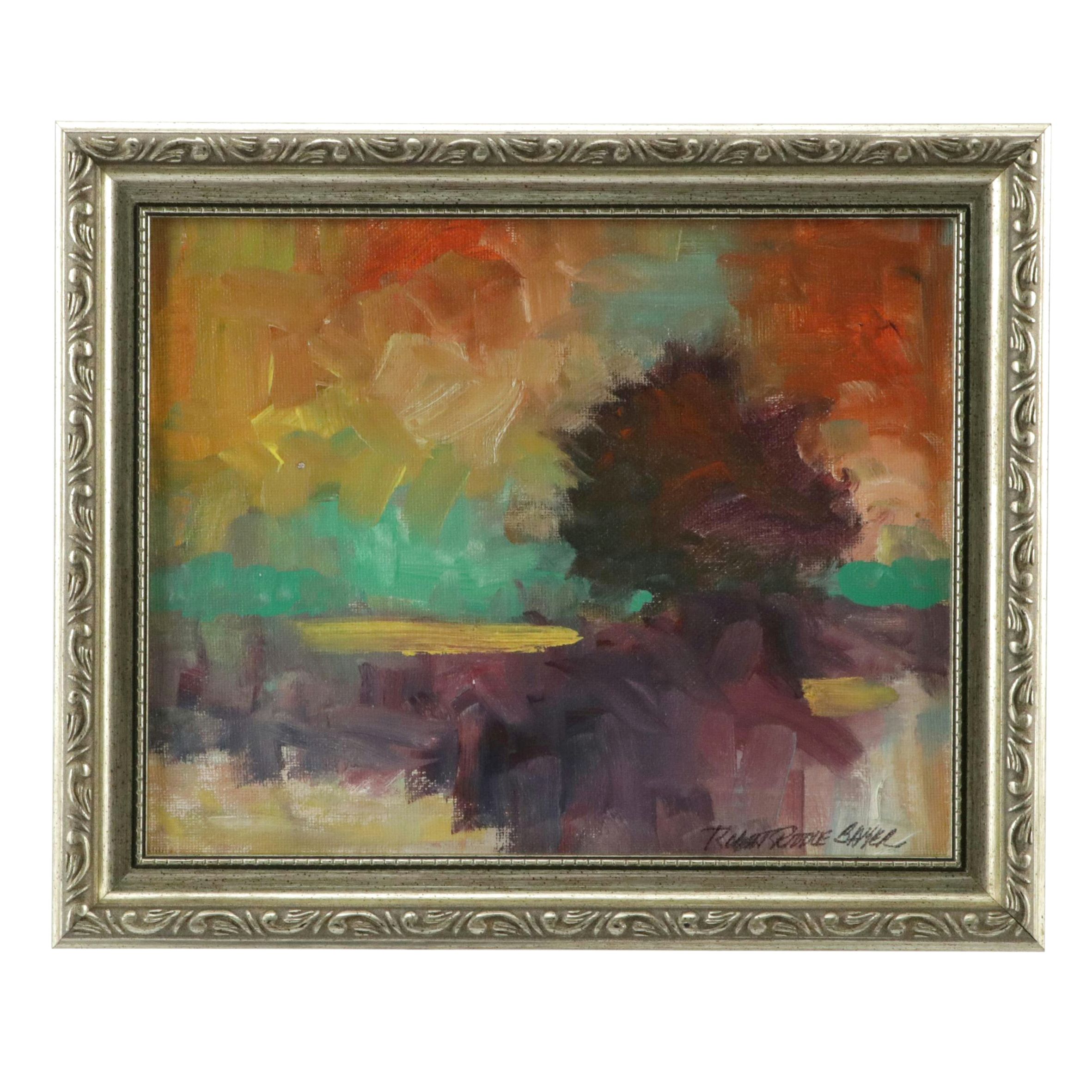 Robert Riddle Baker Landscape Acrylic Painting "The End of Fall," 2025