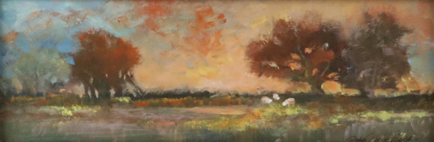 Robert Riddle Baker Landscape Acrylic Painting "Feast at Sunset," 2024