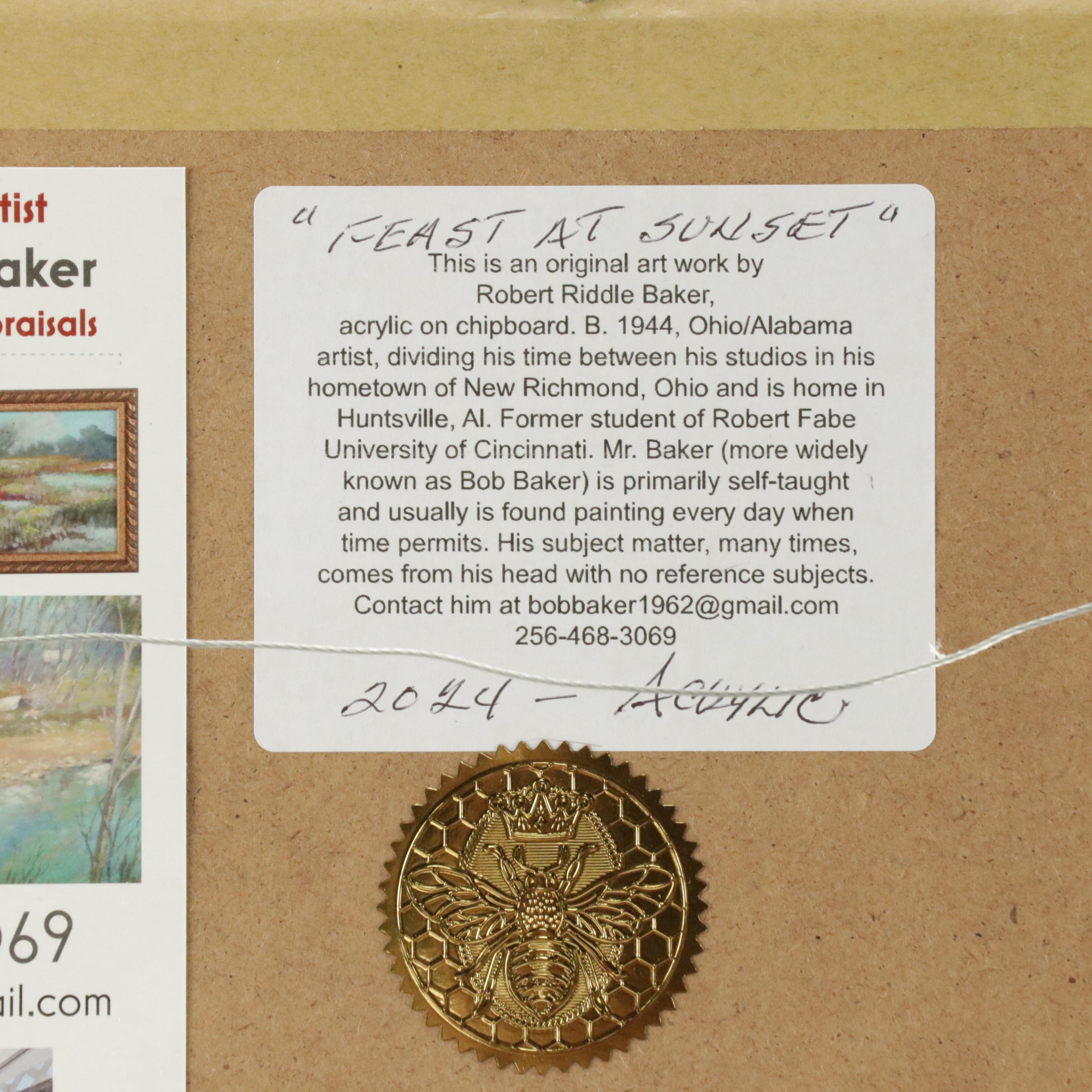 Robert Riddle Baker Landscape Acrylic Painting "Feast at Sunset," 2024