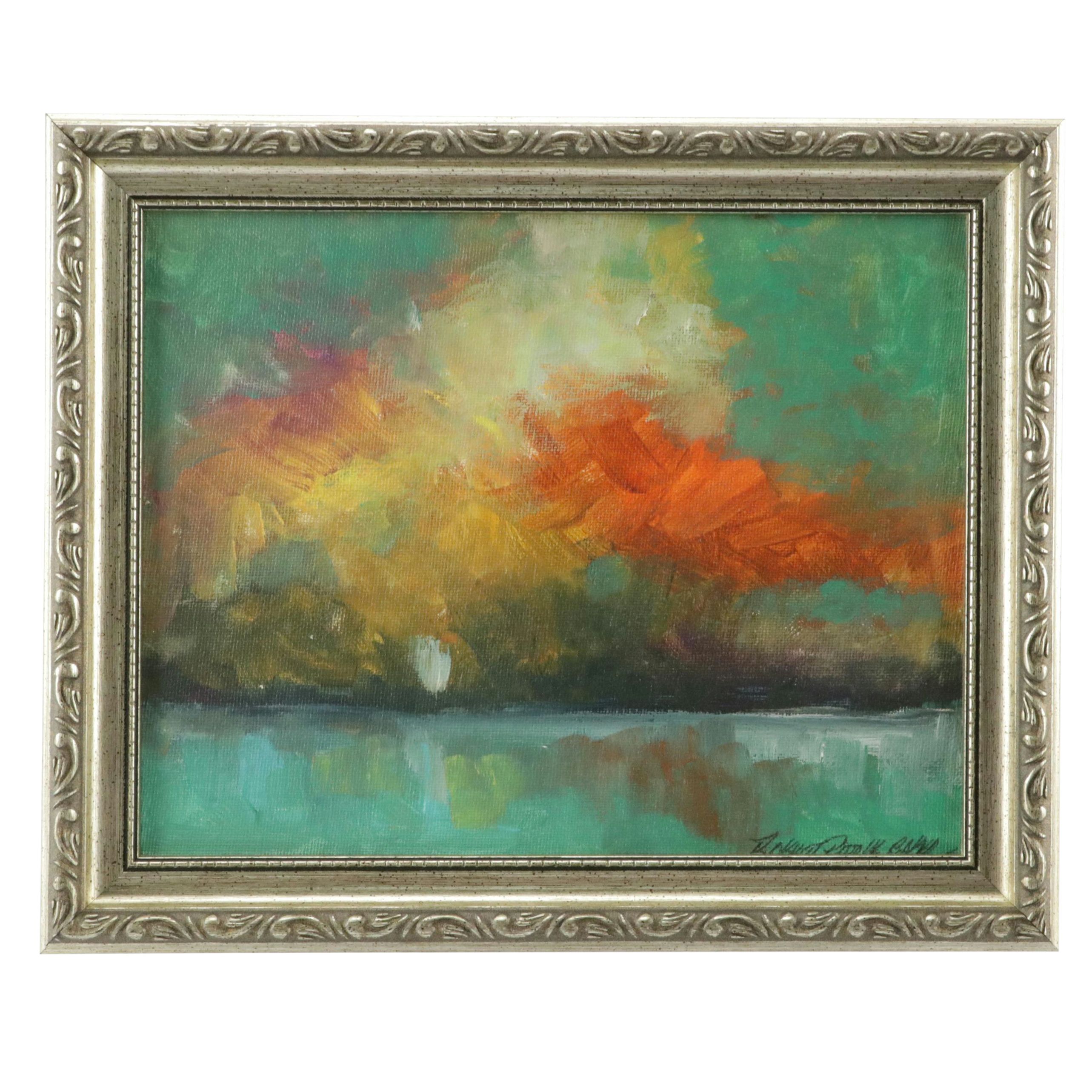 Robert Riddle Baker Landscape Acrylic Painting "Fall's Explosion," 2023