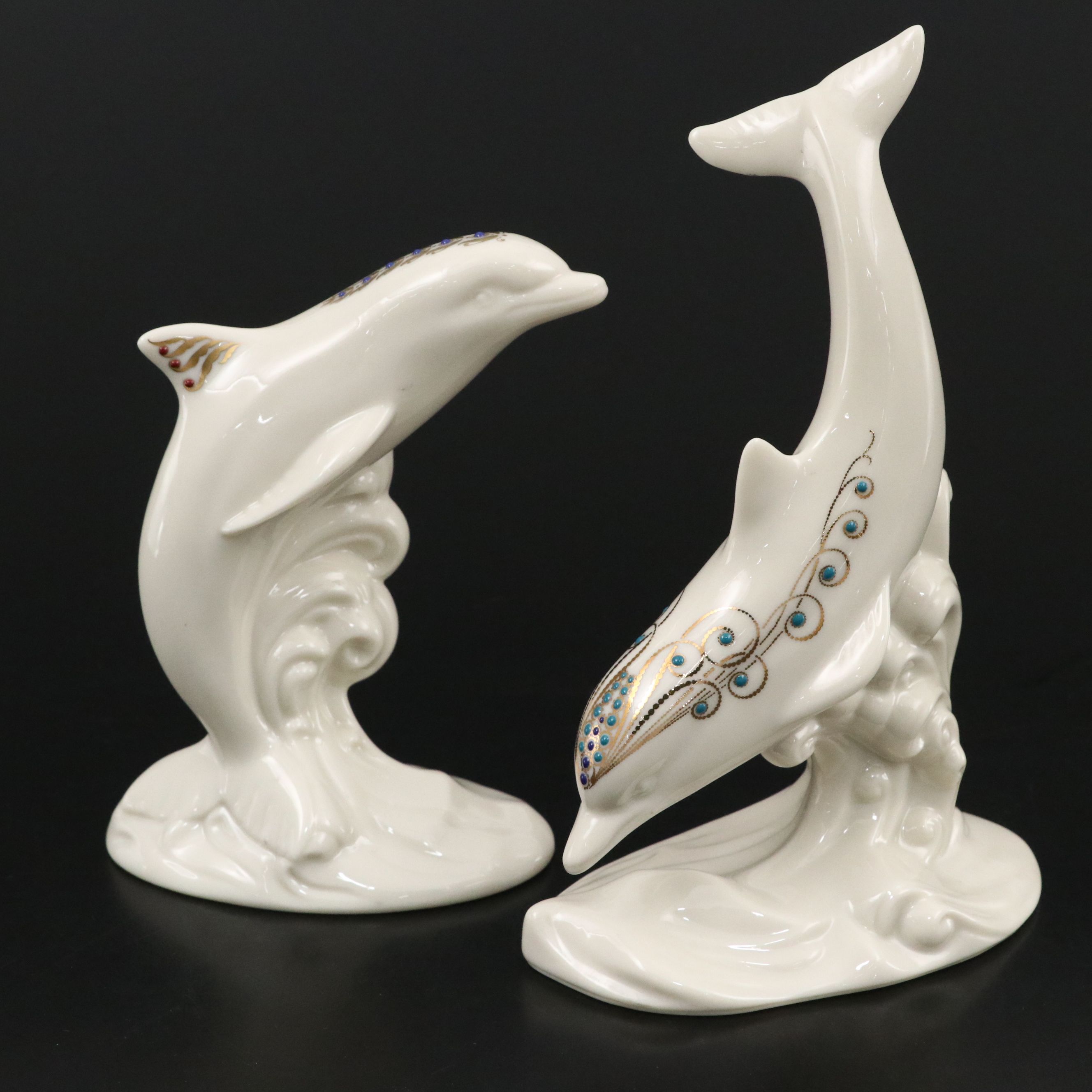 Lenox China Jewels Collection Porcelain Dolphin Figures
