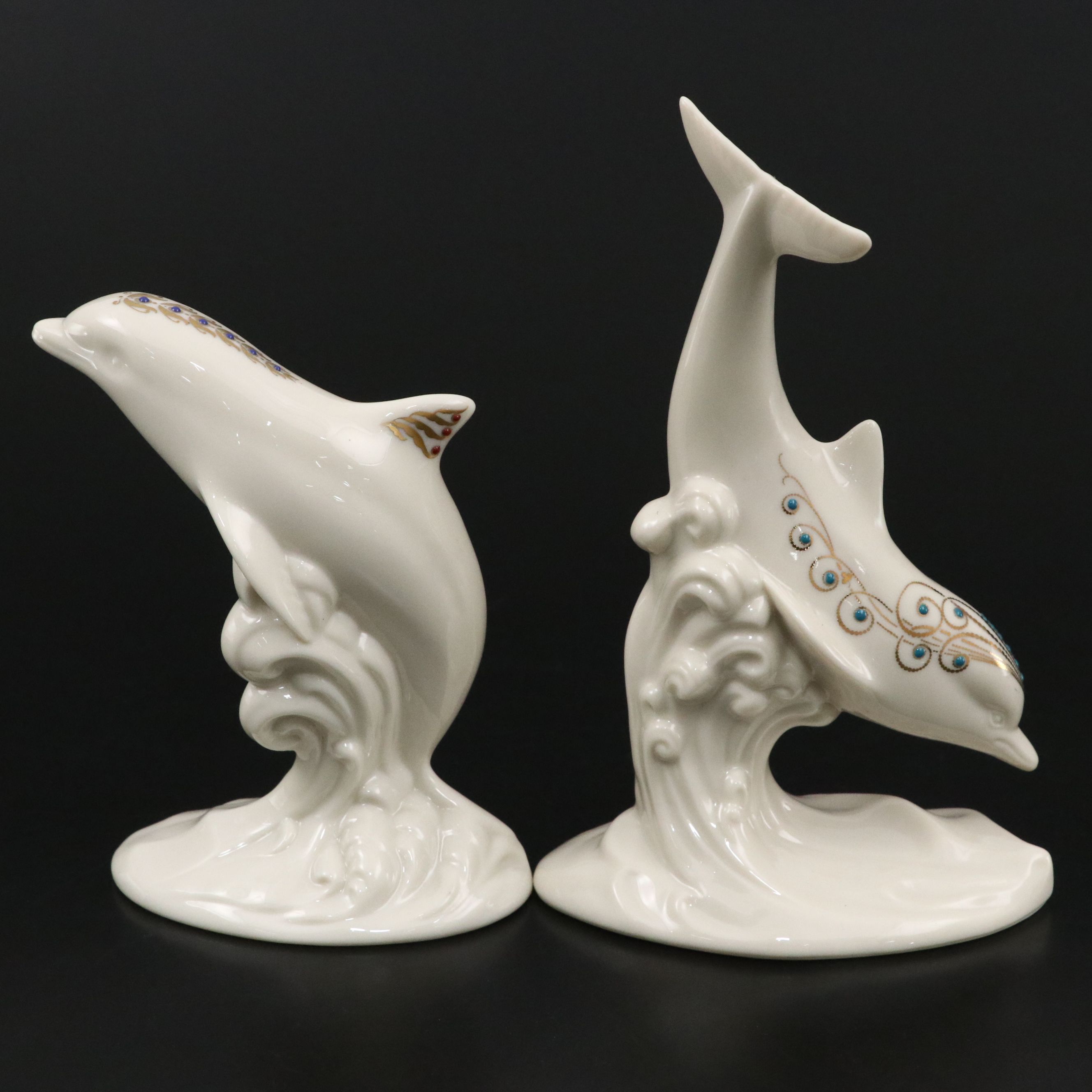 Lenox China Jewels Collection Porcelain Dolphin Figures