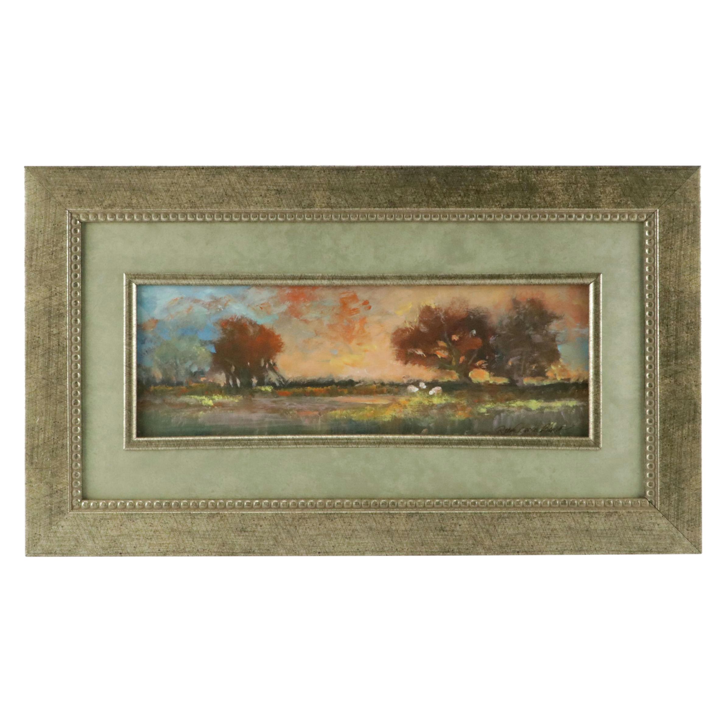 Robert Riddle Baker Landscape Acrylic Painting "Feast at Sunset," 2024
