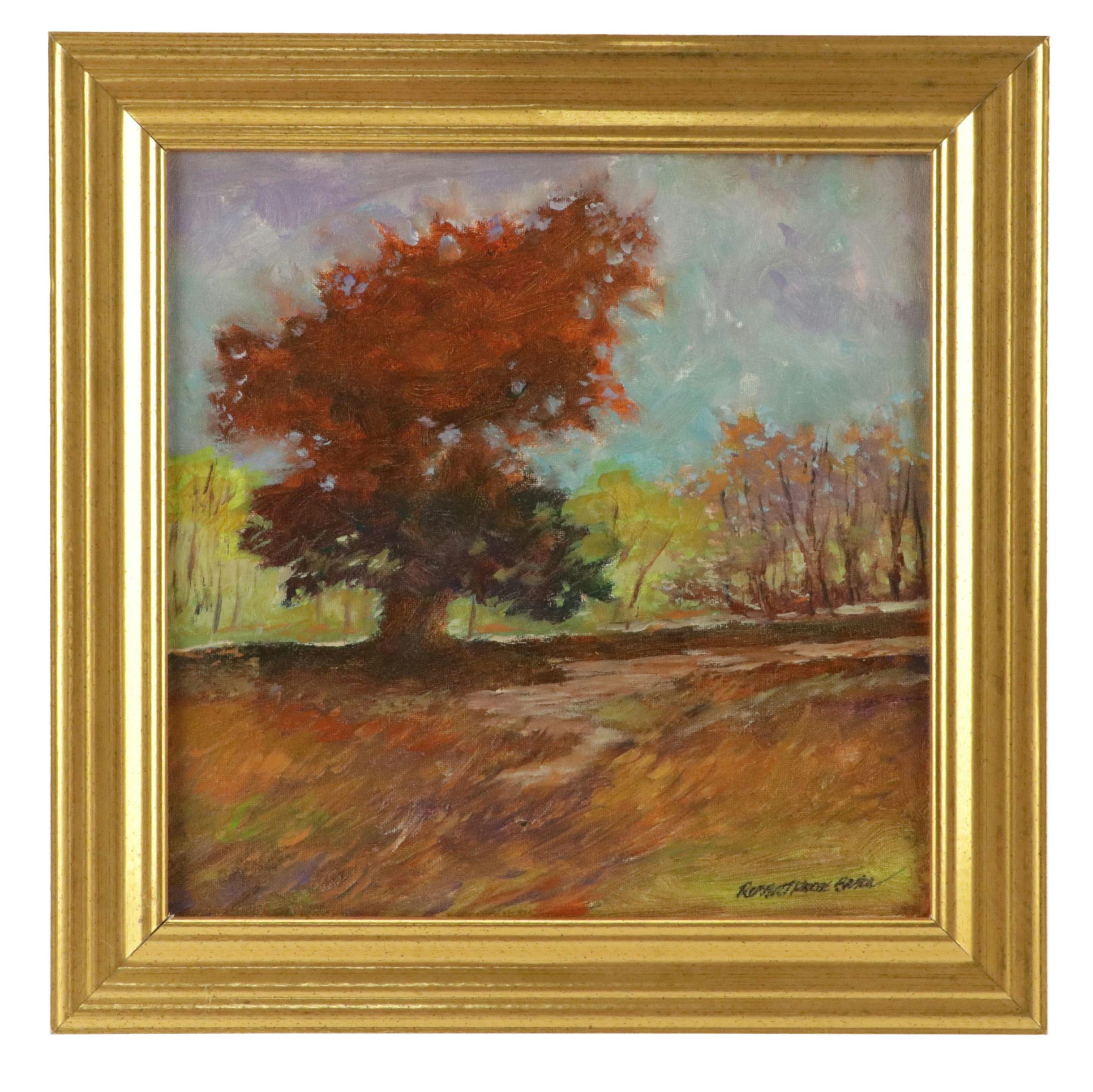 Robert Riddle Baker Landscape Acrylic Painting "Kissed by Late Sun," 2025
