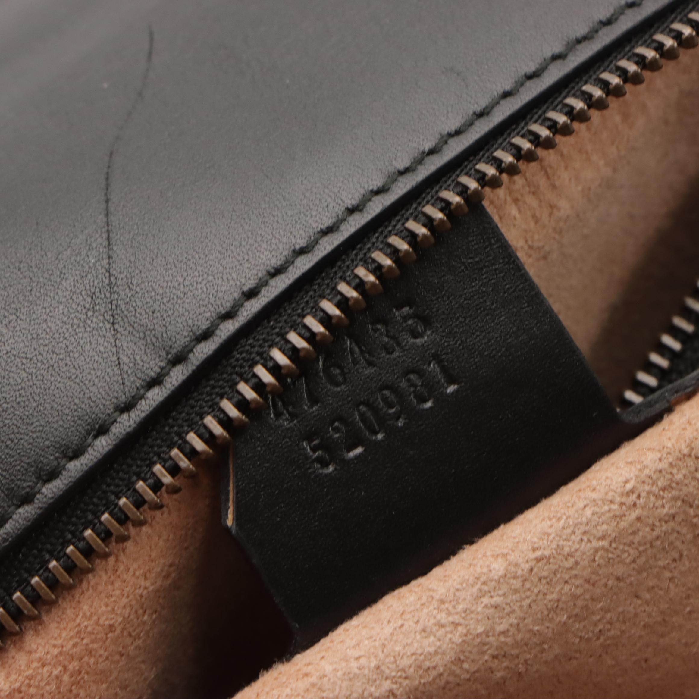 Gucci Osiride Top Handle Bag in GG Supreme Canvas & Black/Metallic Gold Leather