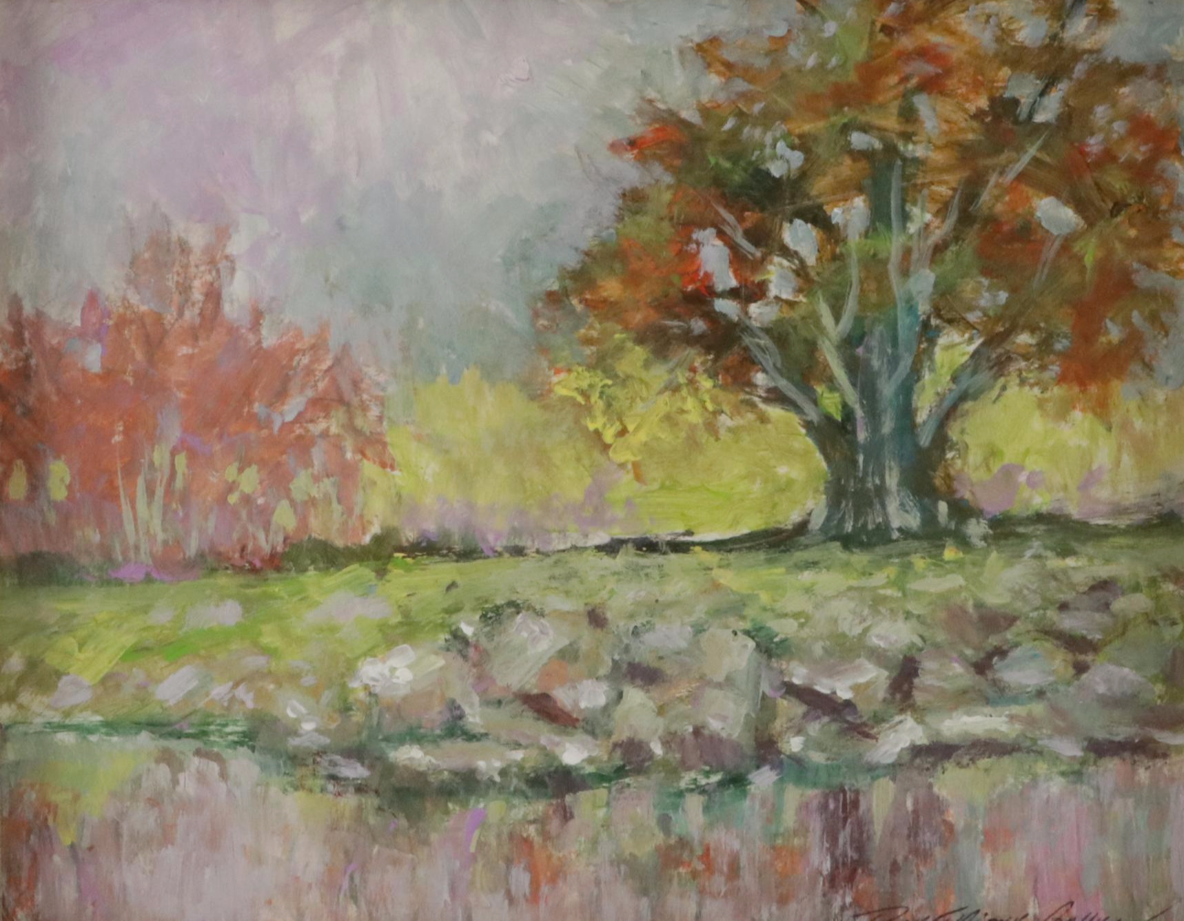 Robert Riddle Baker Landscape Acrylic Painting "Reflections," 2025