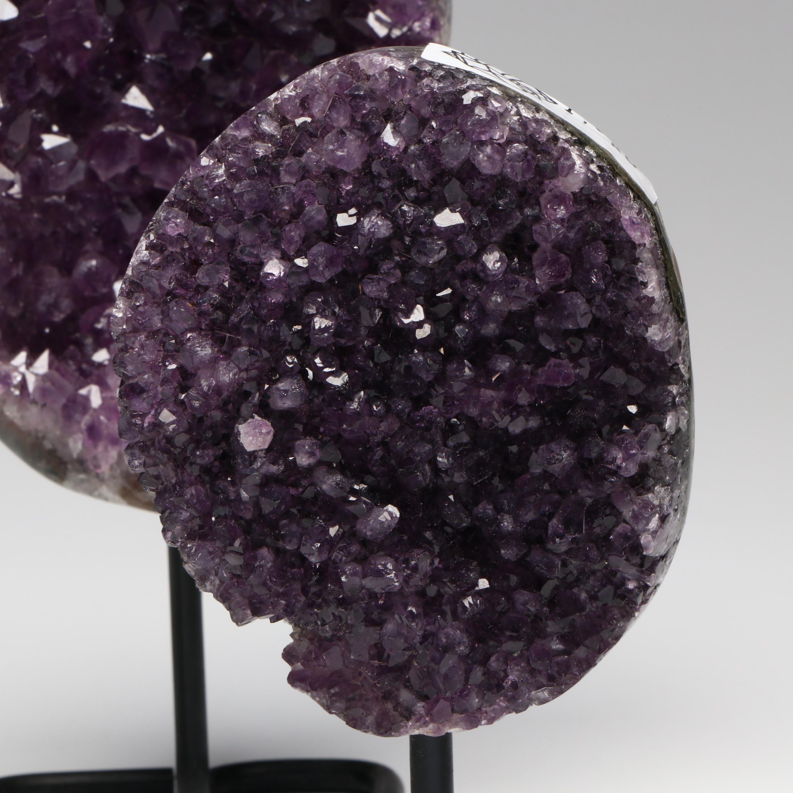 Amethyst Specimens on Modern Metal Stands