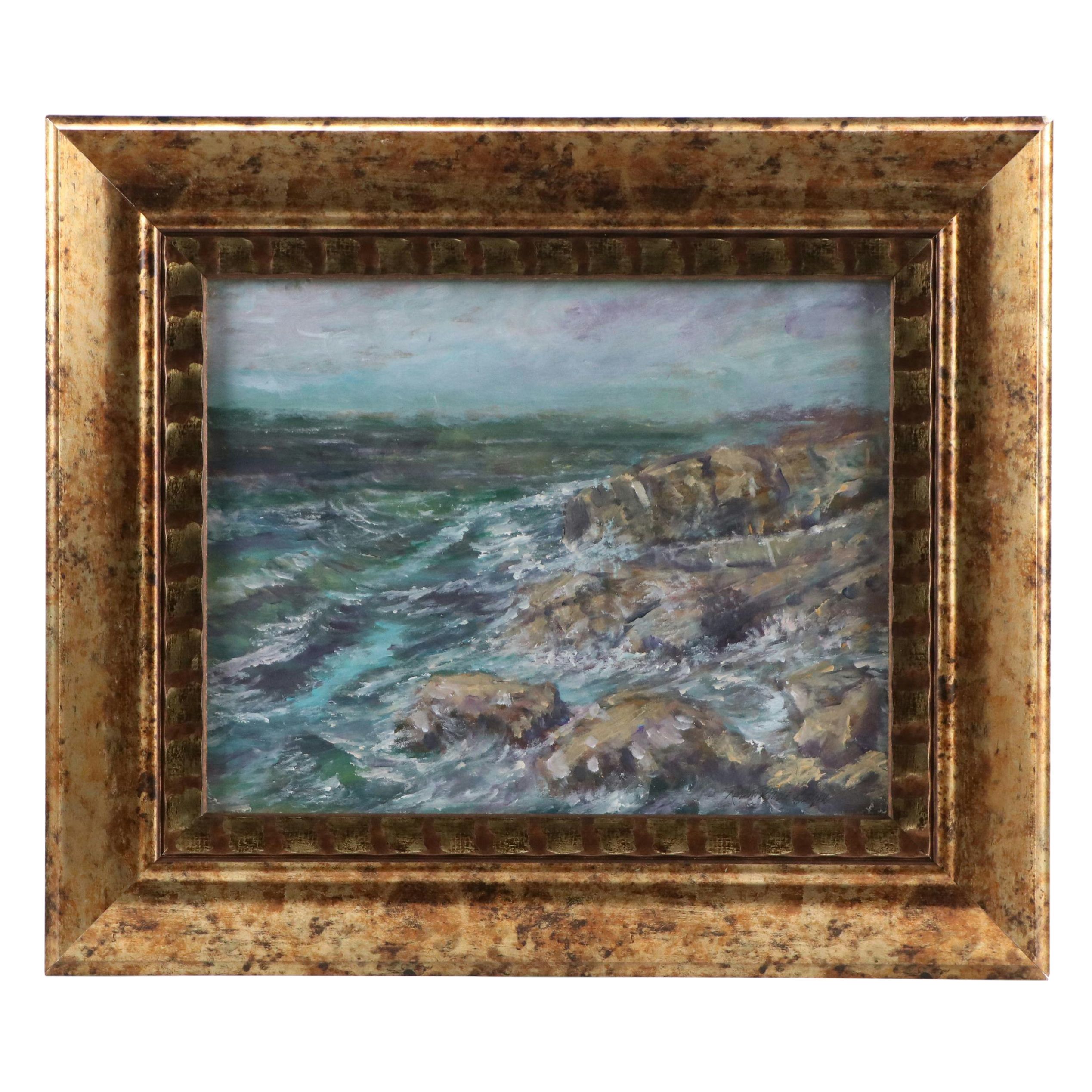 Robert Riddle Baker Landscape Acrylic Painting "Continued Washing of the Shore"