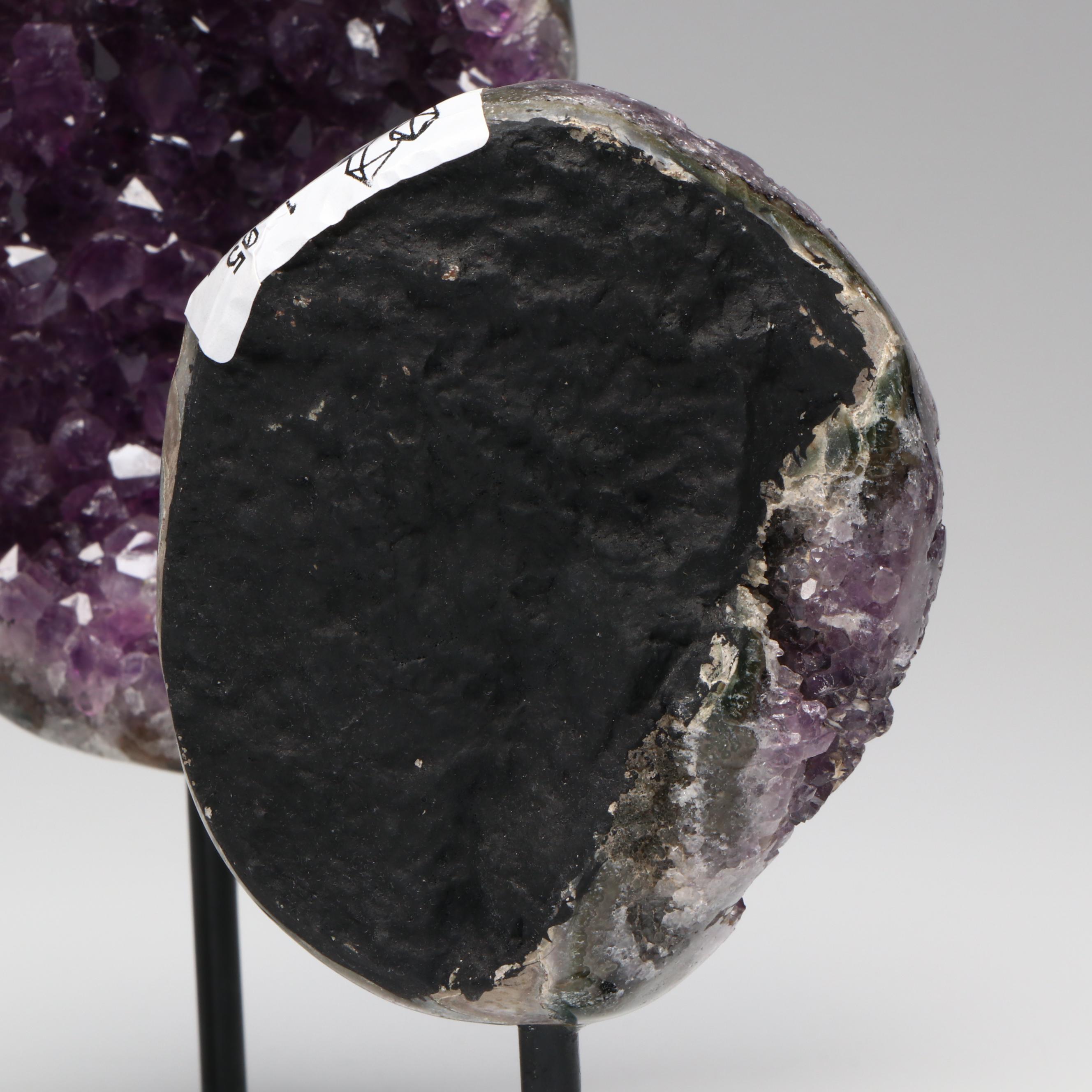 Amethyst Specimens on Modern Metal Stands