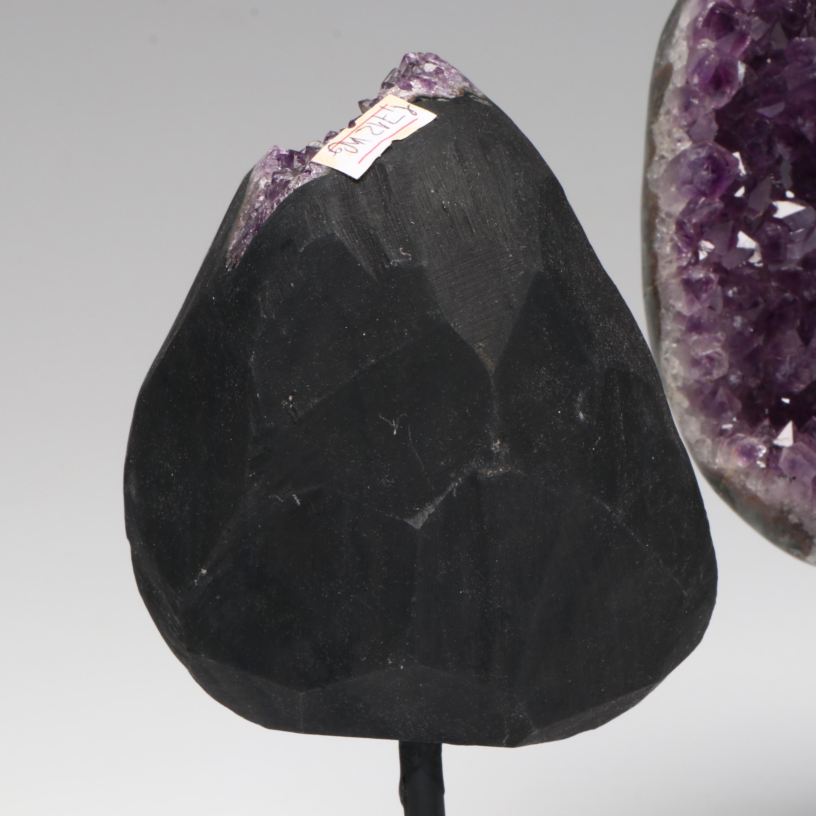Amethyst Specimens on Modern Metal Stands
