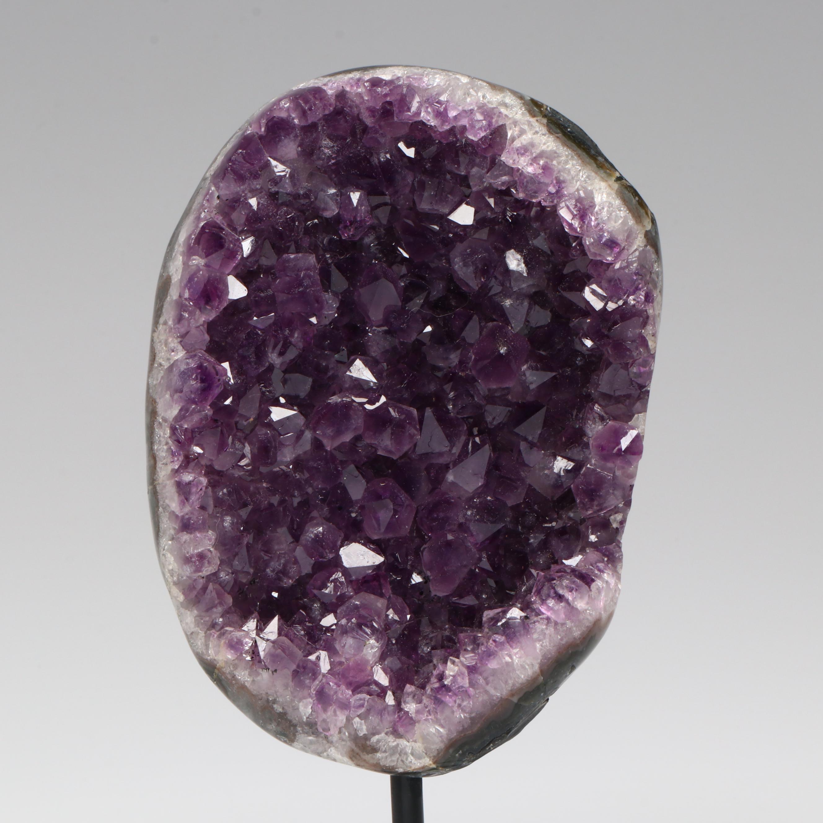 Amethyst Specimens on Modern Metal Stands