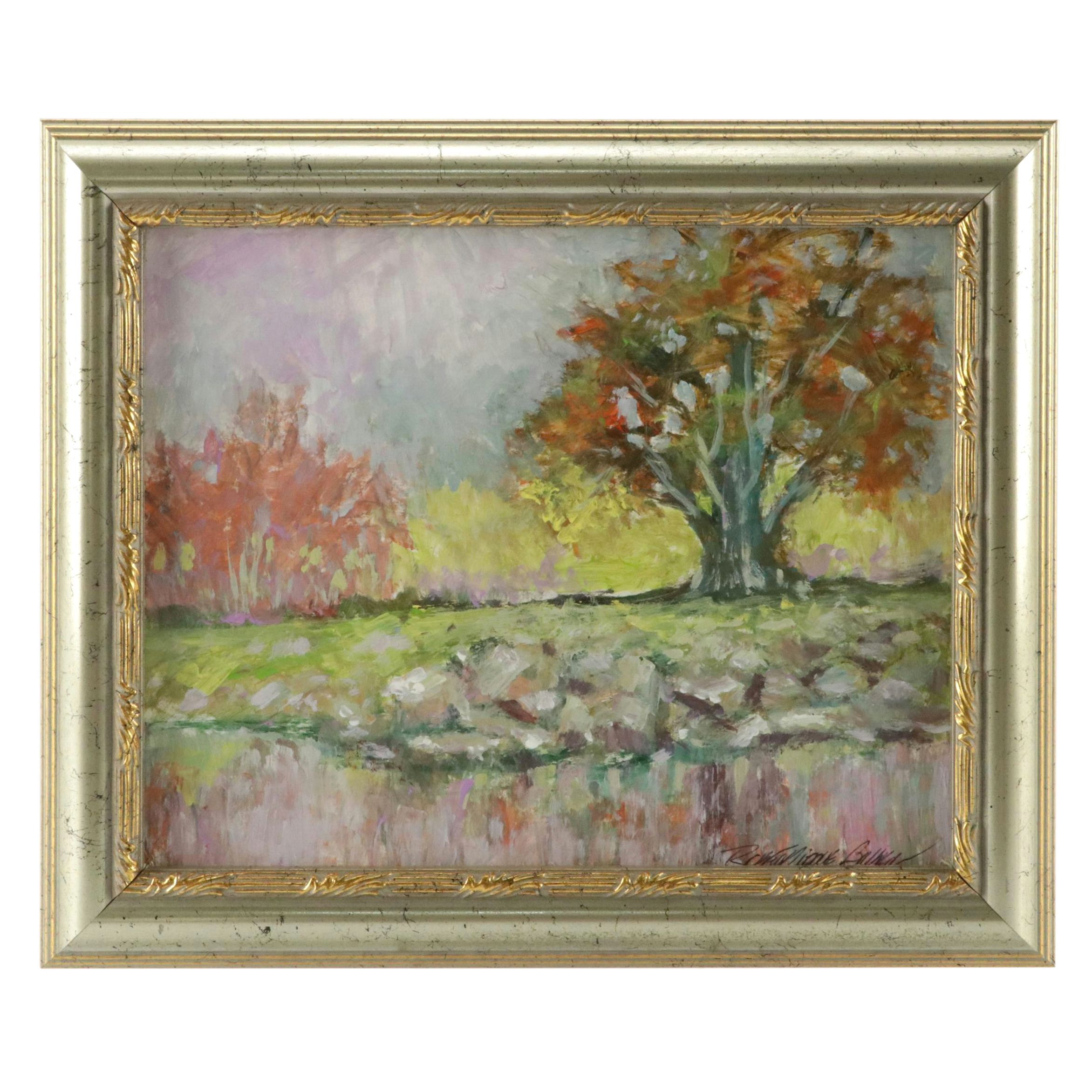 Robert Riddle Baker Landscape Acrylic Painting "Reflections," 2025