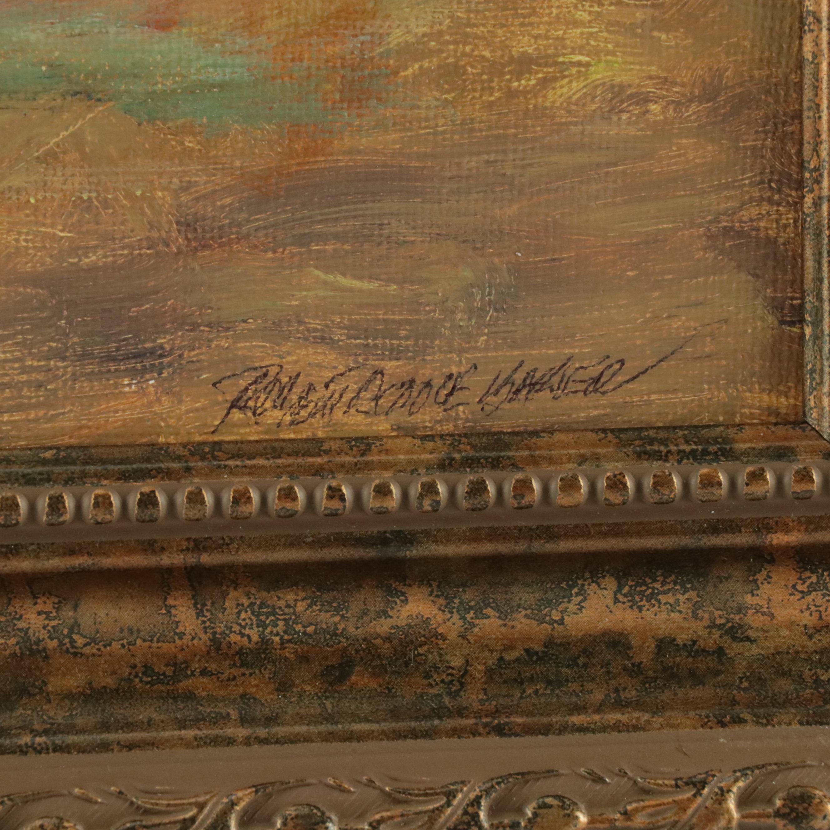 Robert Riddle Baker Landscape Acrylic Painting "Sun on Horizon," 2025