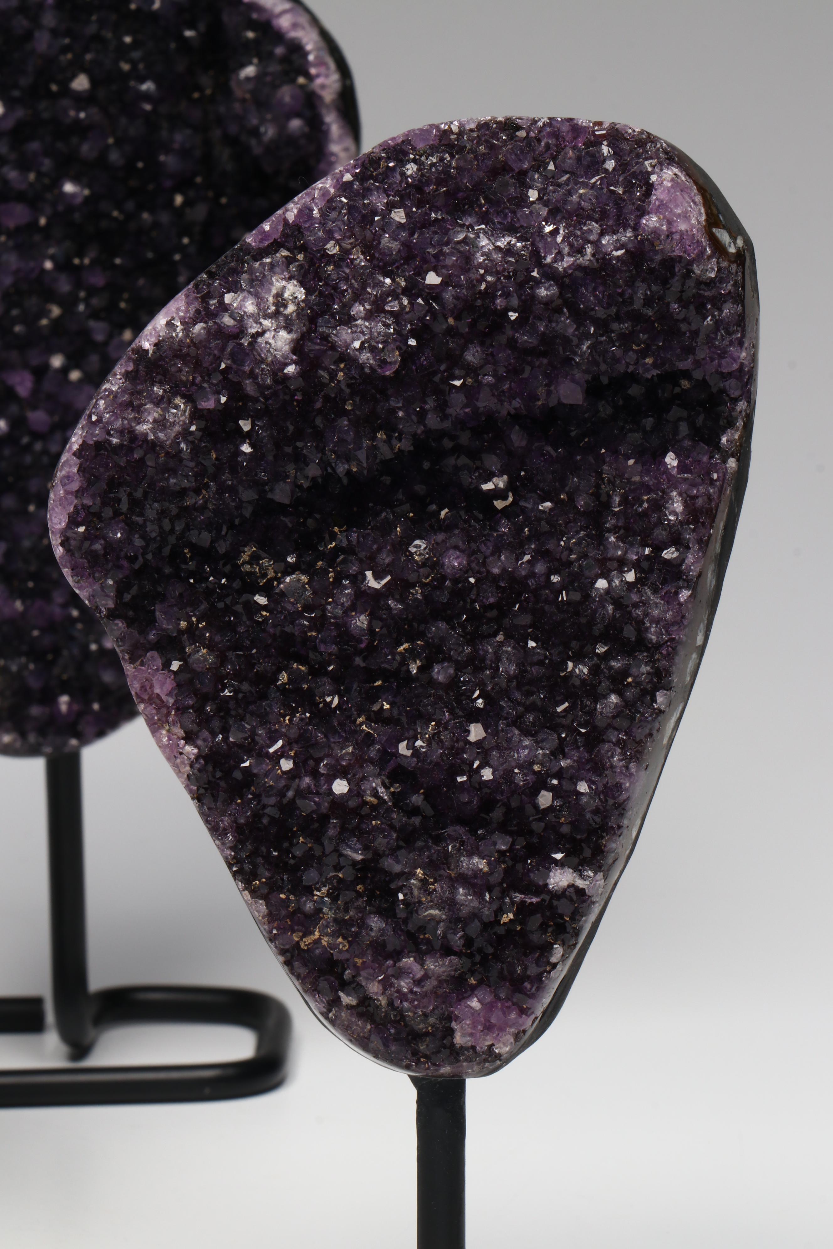 Amethyst Geode Specimens with Custom Metal Stands