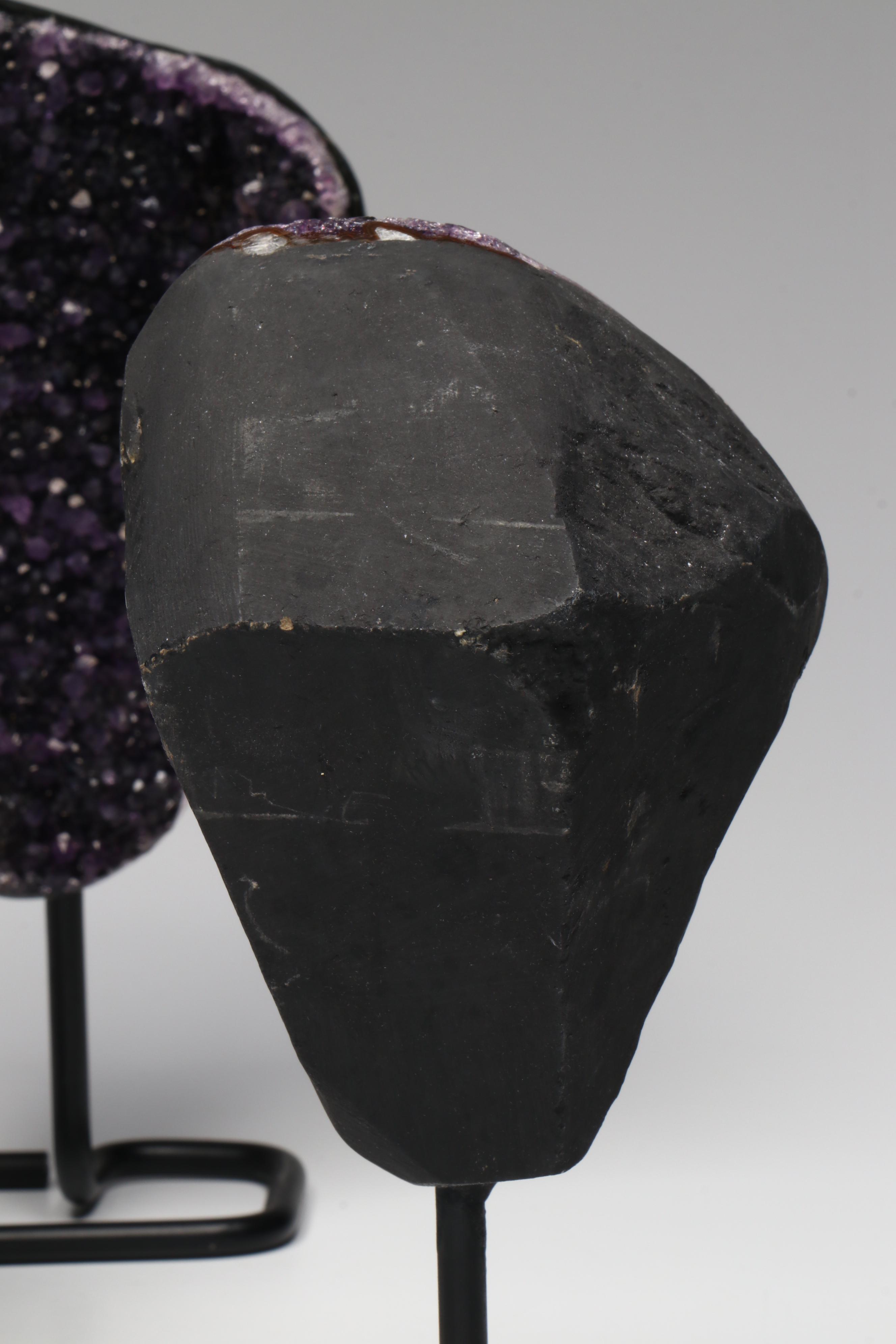 Amethyst Geode Specimens with Custom Metal Stands