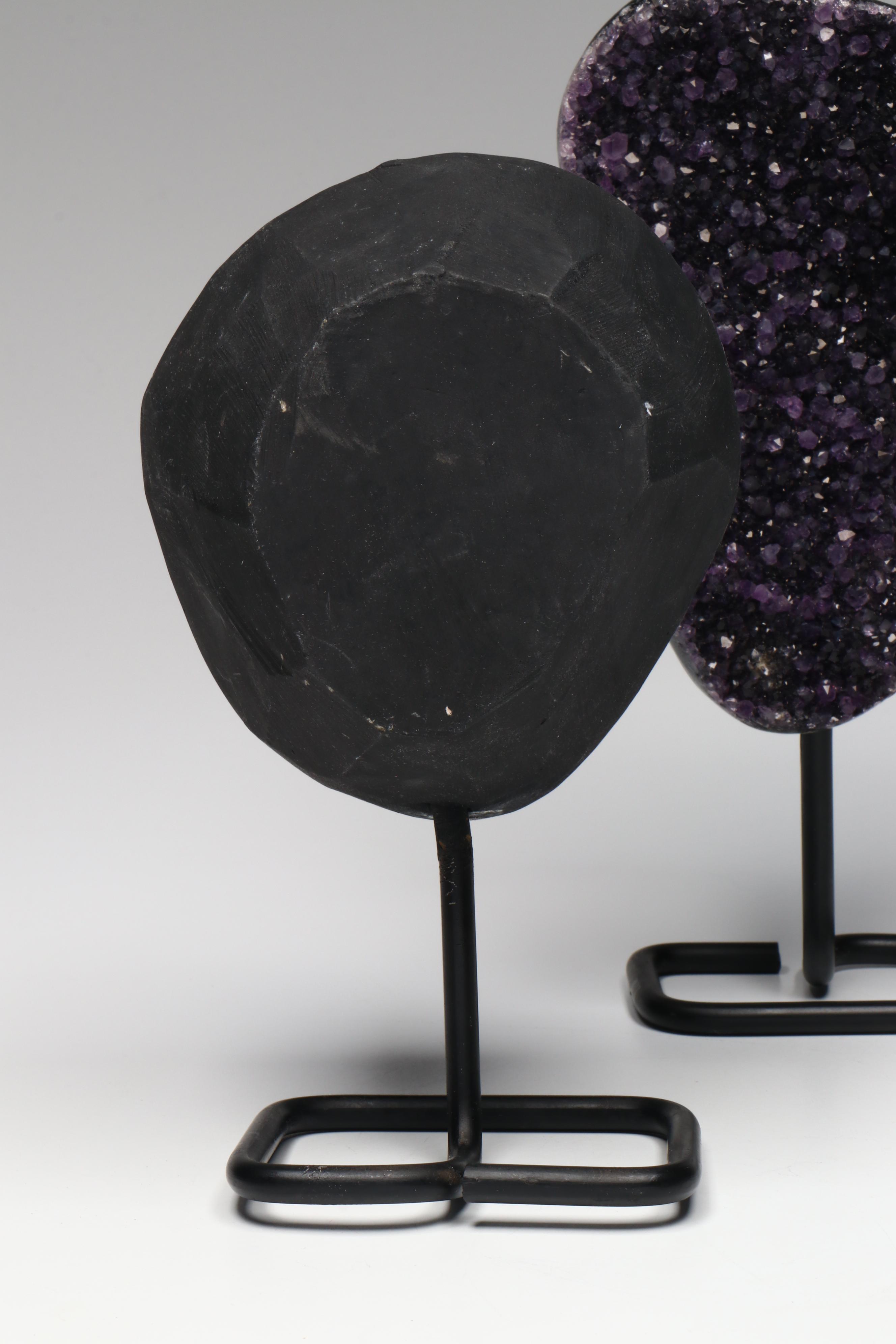 Amethyst Geode Specimens with Custom Metal Stands