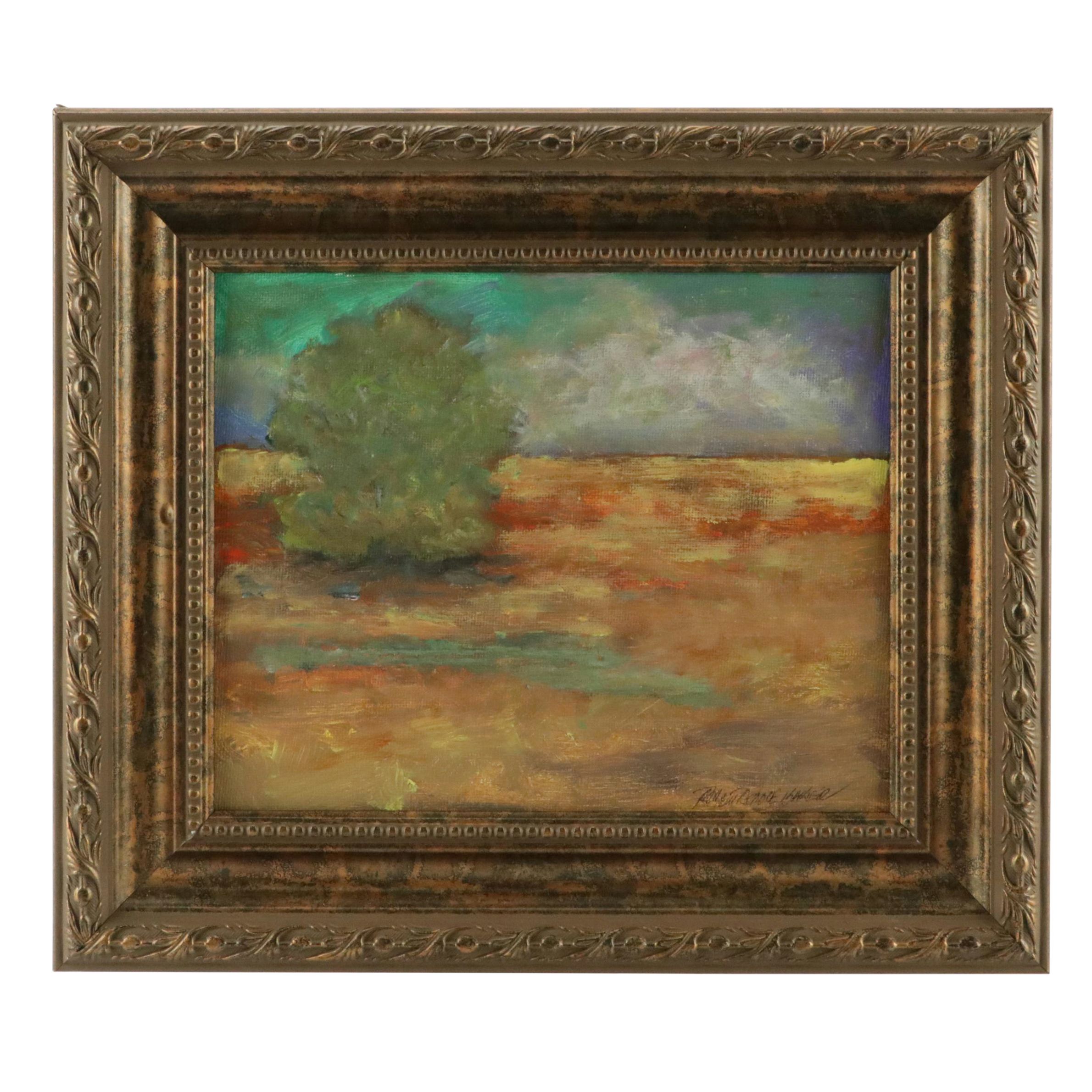 Robert Riddle Baker Landscape Acrylic Painting "Sun on Horizon," 2025