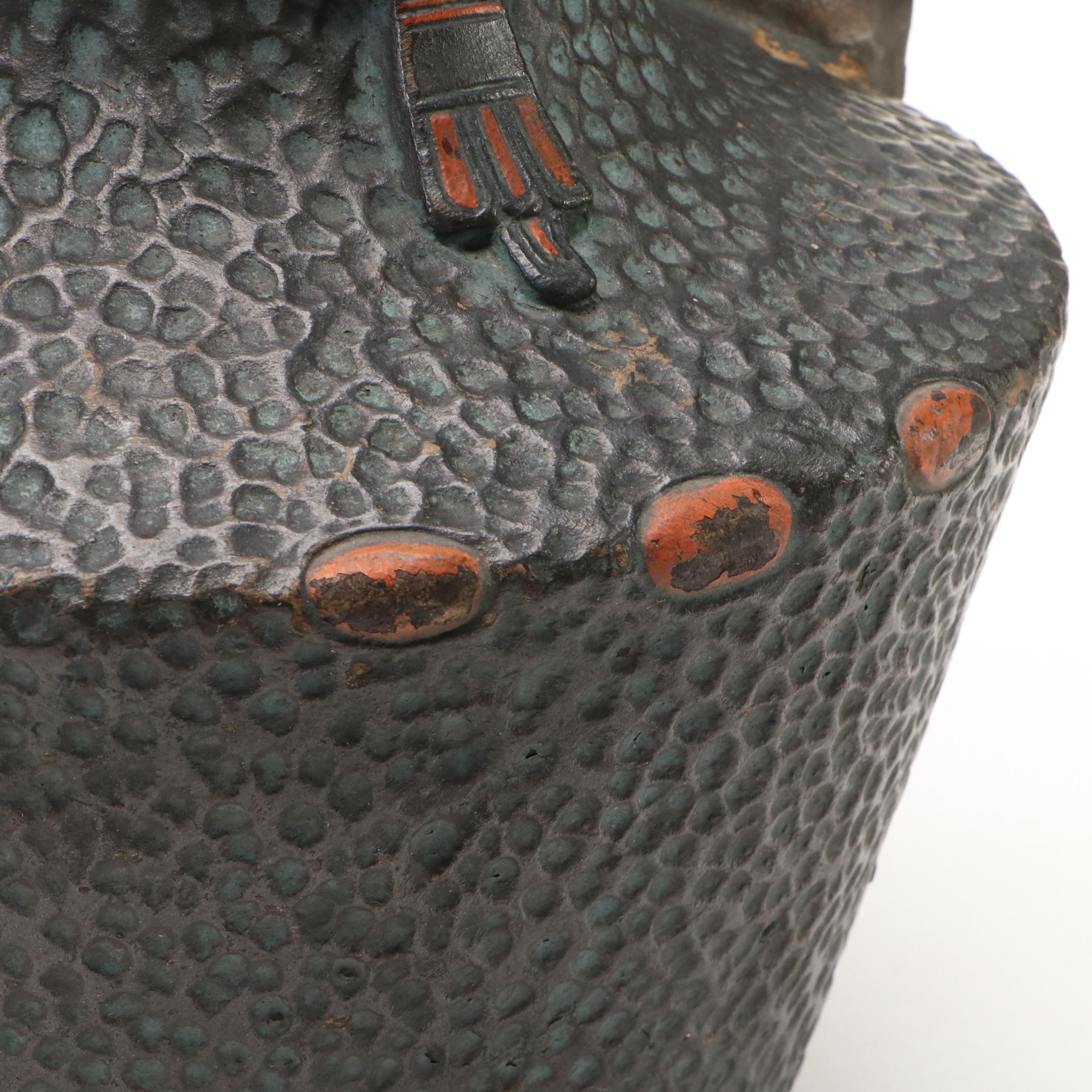 American Southwest Theme Pottery Vessel with Figural Handles, Vintage