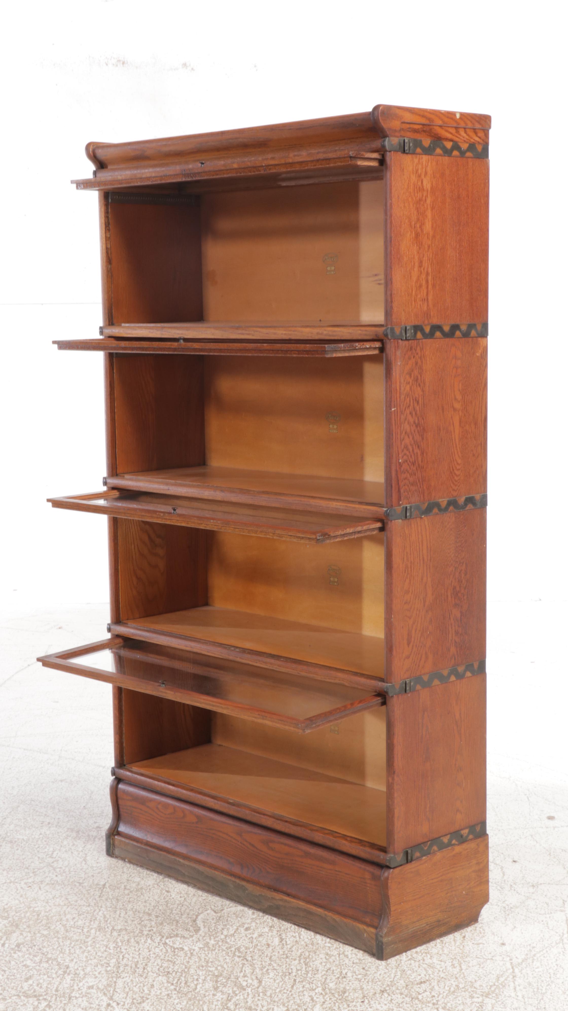 Macey Oak Four-Tiered Barrister's Bookcase, 20th Century