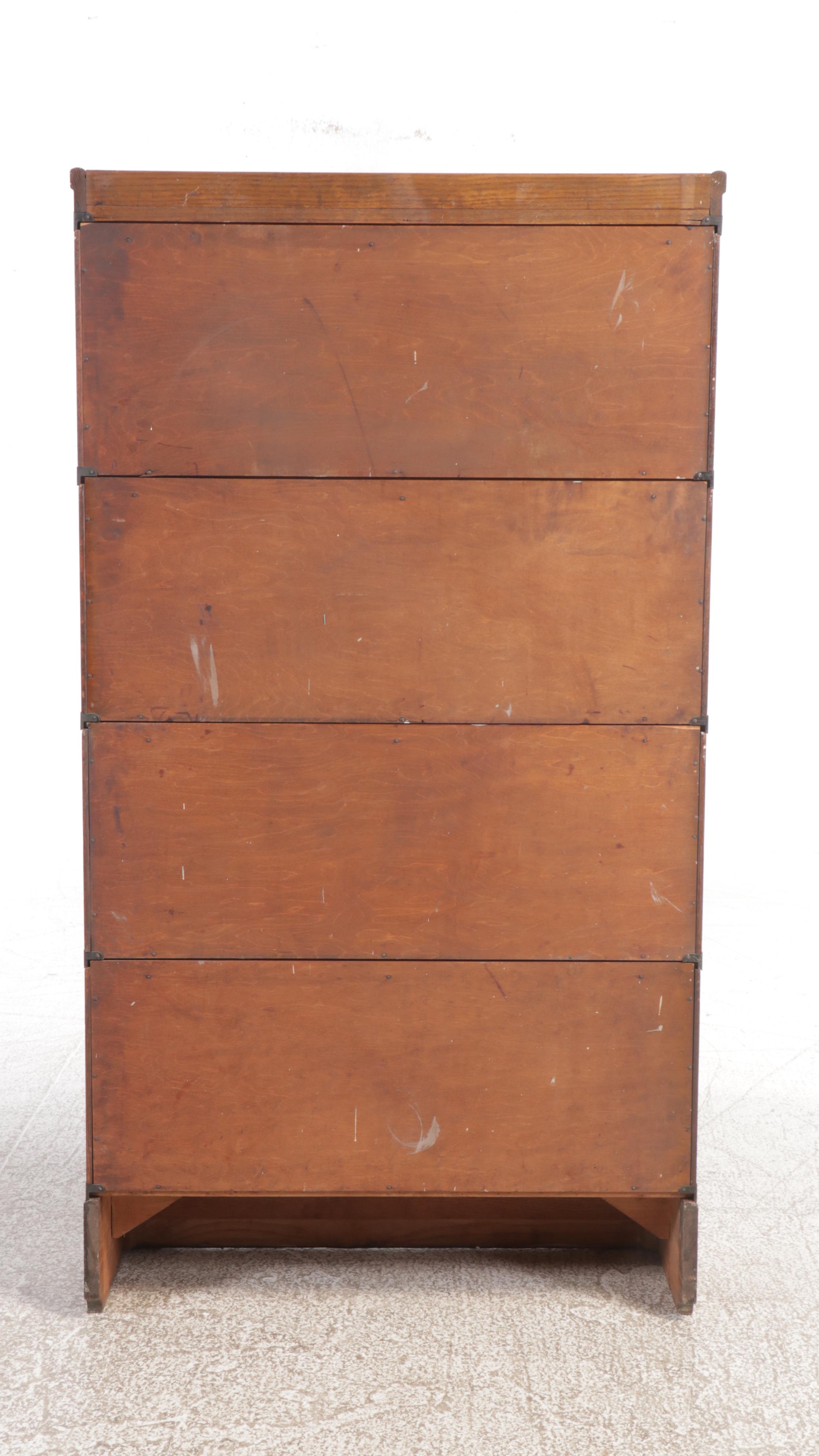 Macey Oak Four-Tiered Barrister's Bookcase, 20th Century