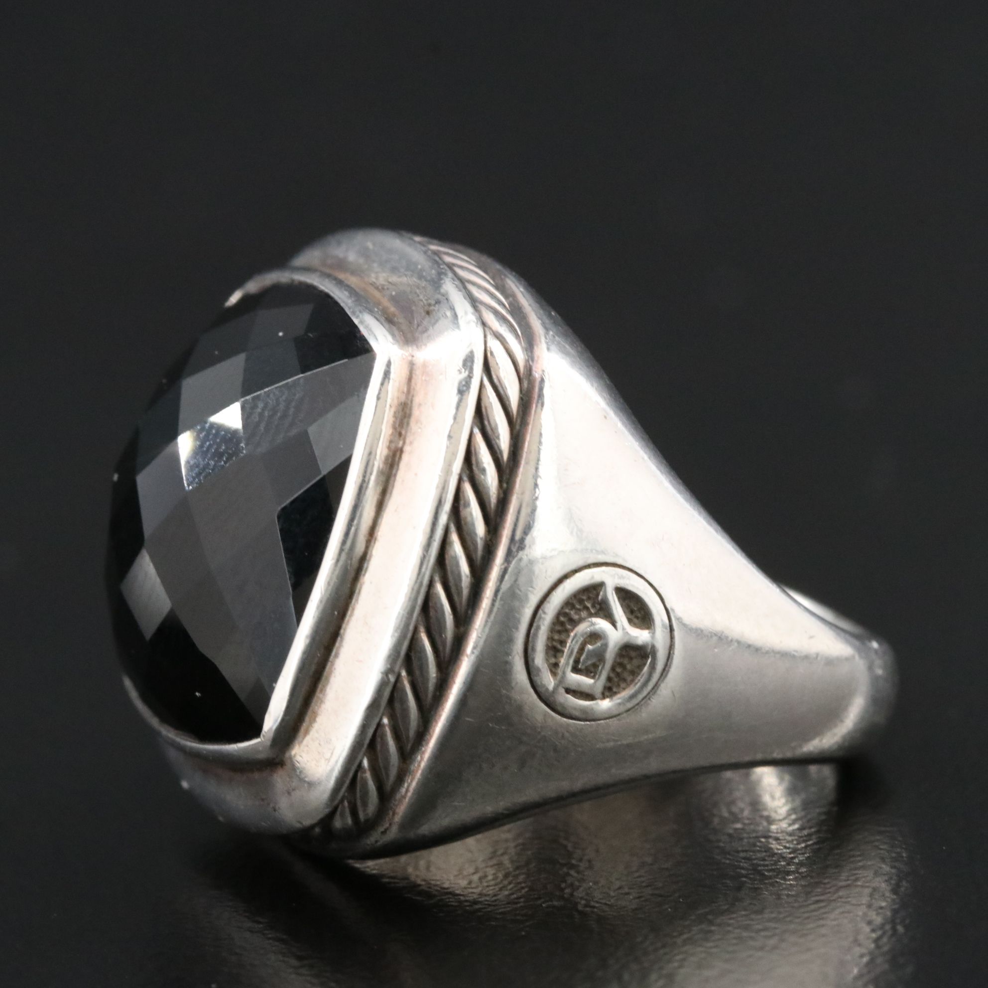 David Yurman Albion Sterling and Black Onyx Ring