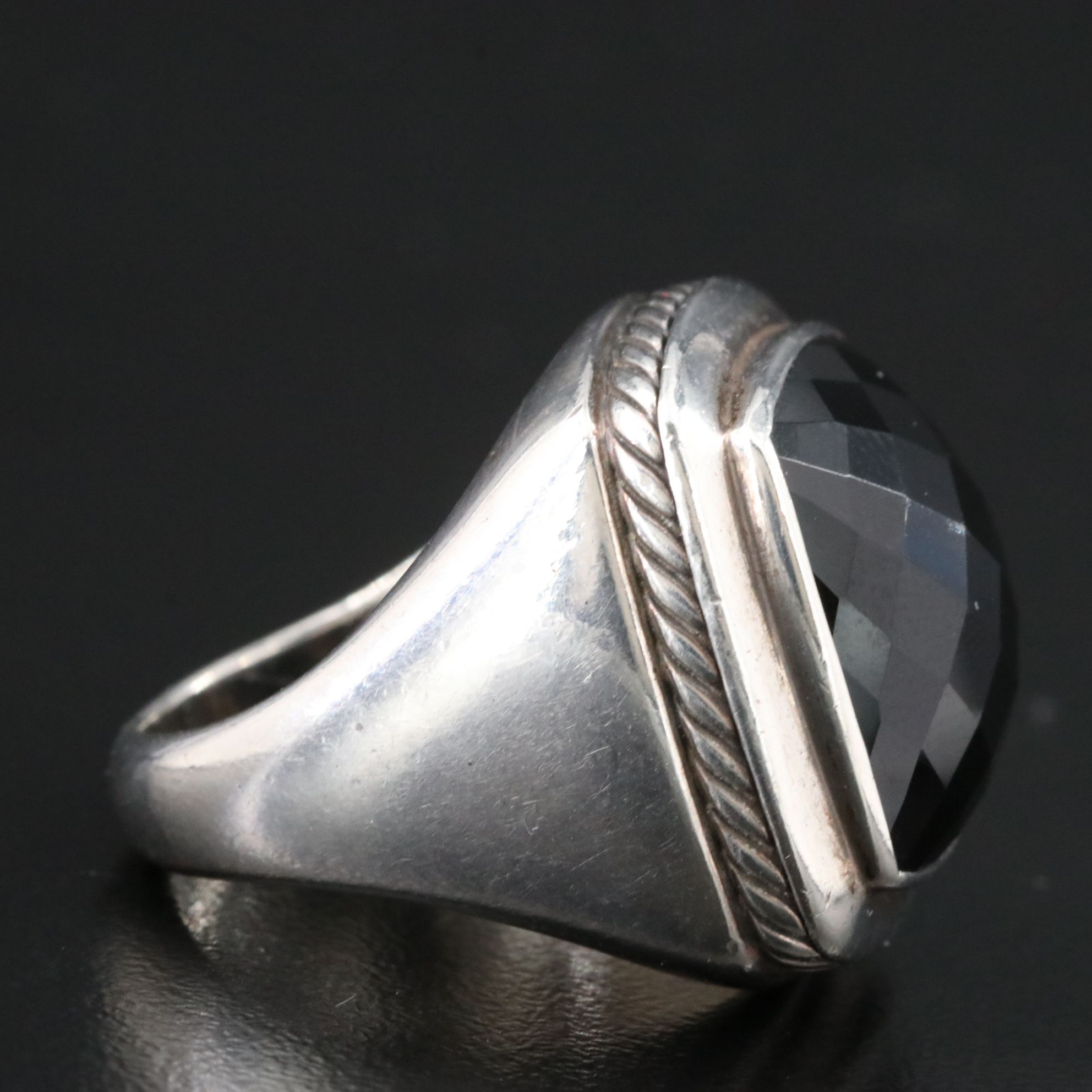 David Yurman Albion Sterling and Black Onyx Ring