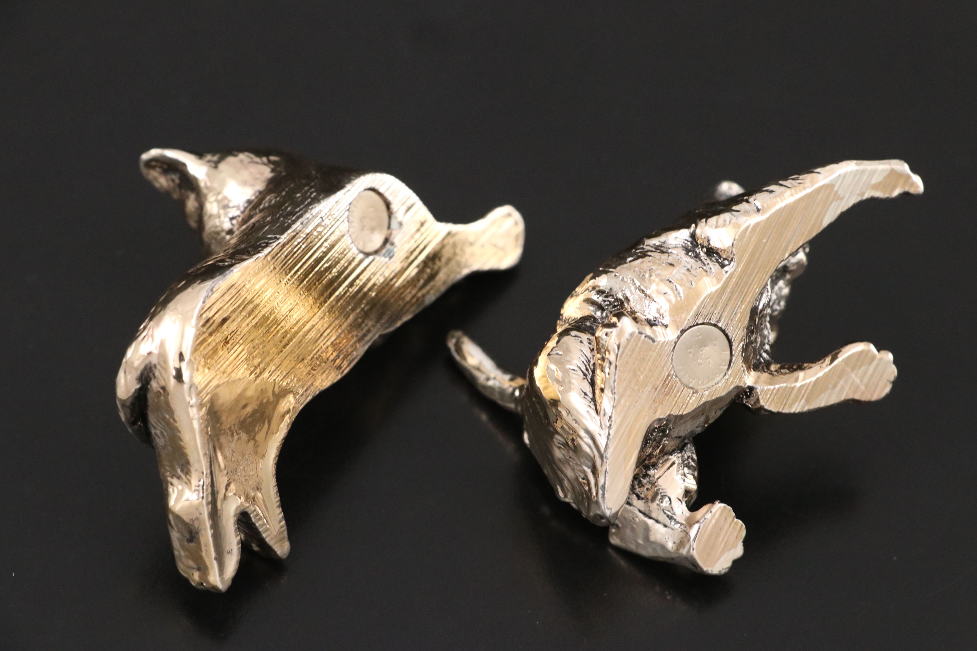 Reed & Barton Silver Plate Place Card Holders with Laminato Silver Plate Cats