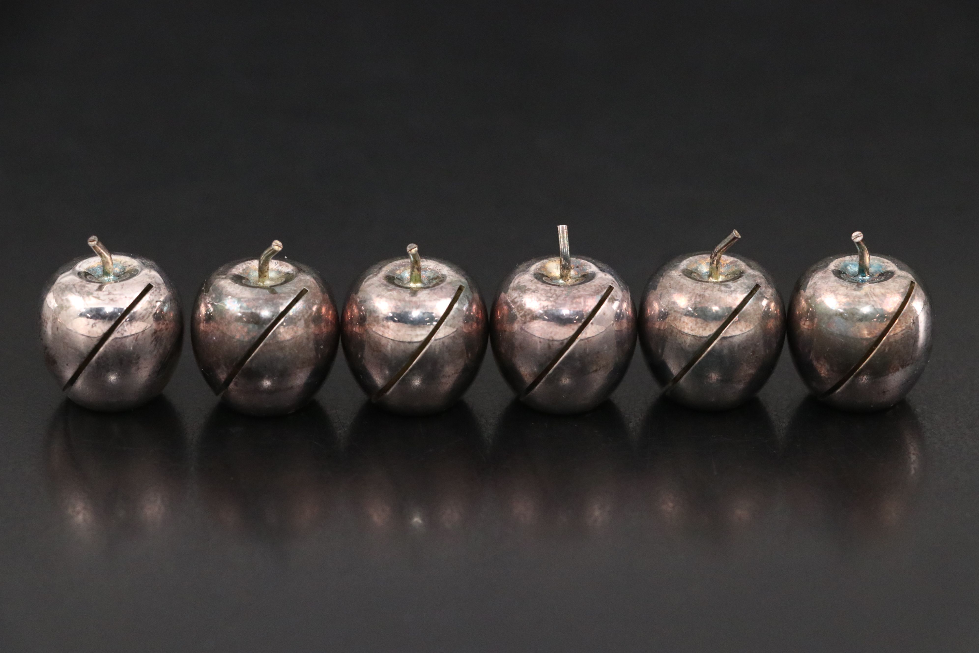 Reed & Barton Silver Plate Place Card Holders with Laminato Silver Plate Cats