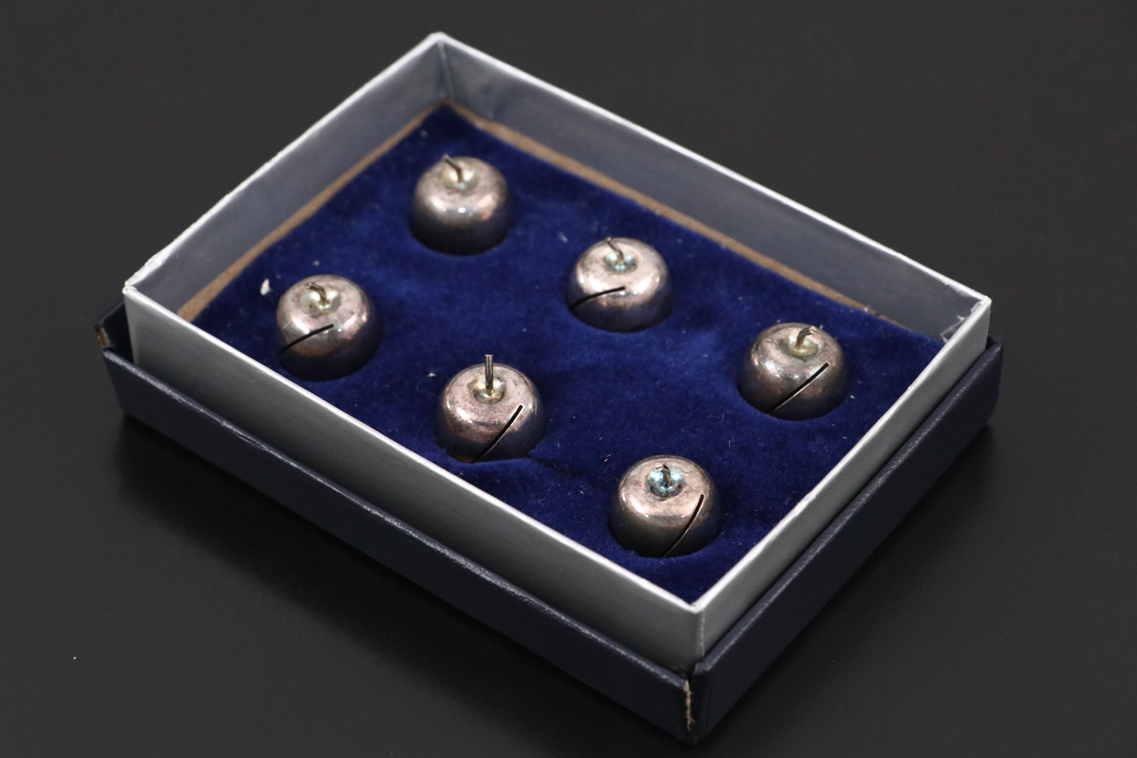 Reed & Barton Silver Plate Place Card Holders with Laminato Silver Plate Cats