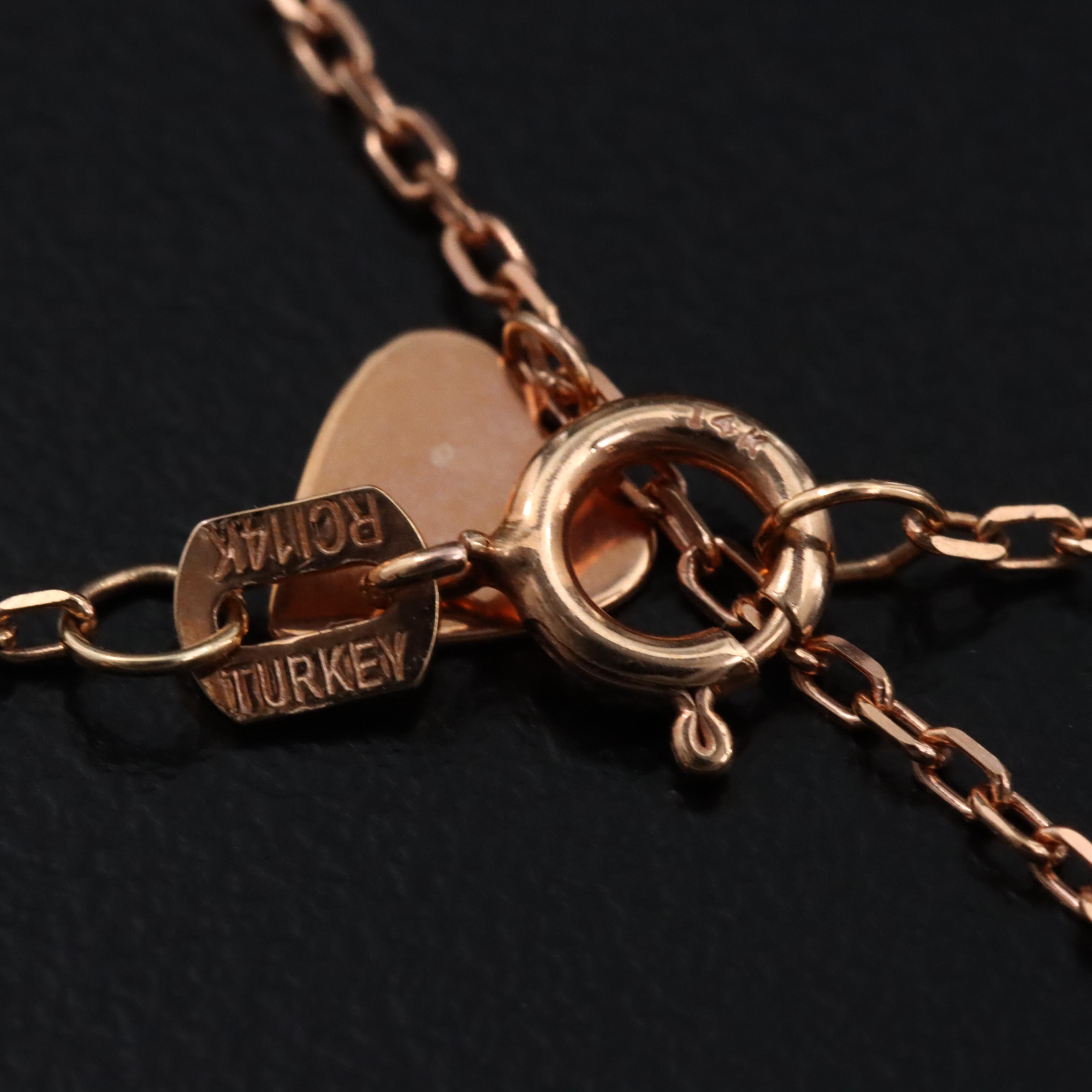 14K Rose Gold Heart Fringe Necklace