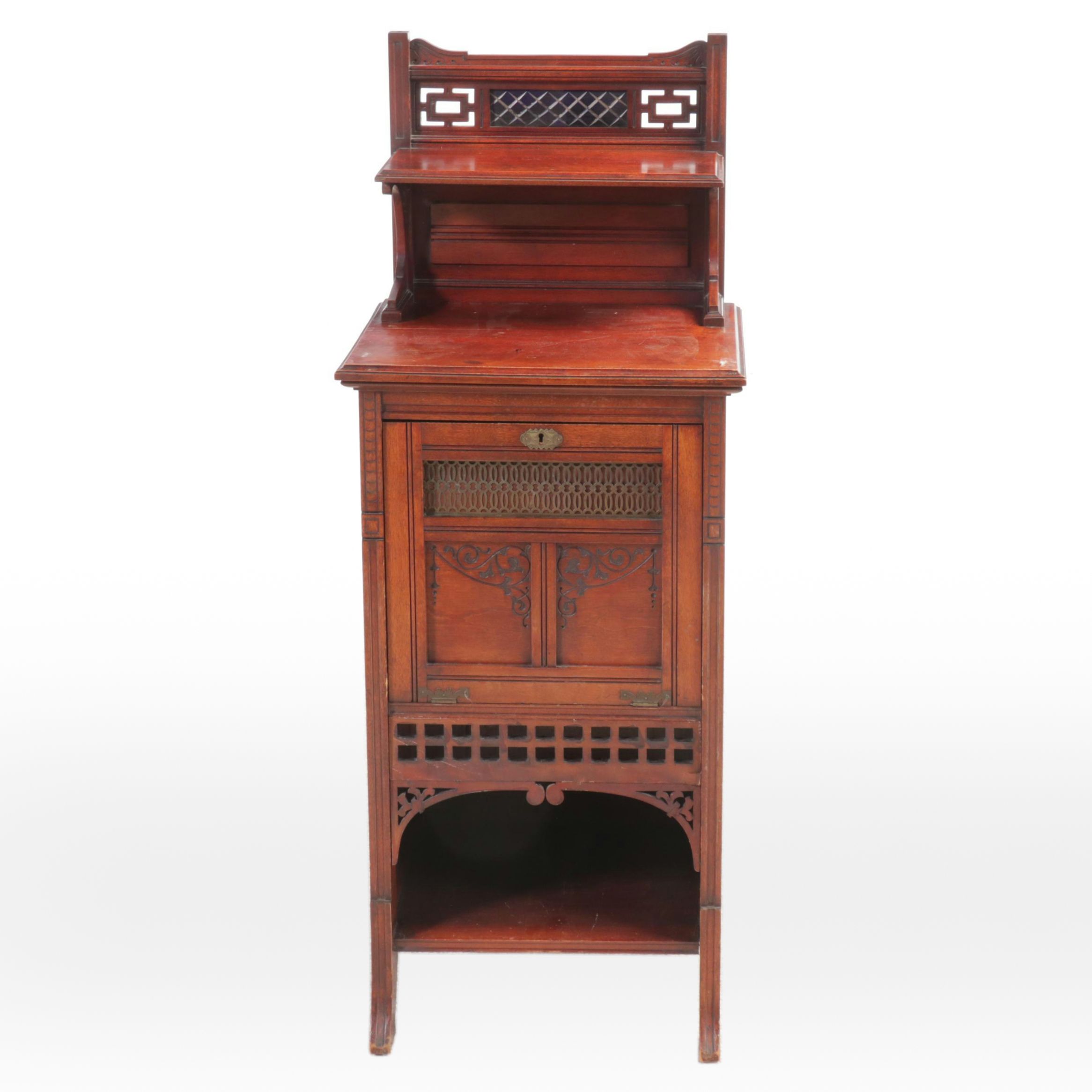 Victorian Aesthetic Movement Mahogany Fall Front Desk, 19th Century