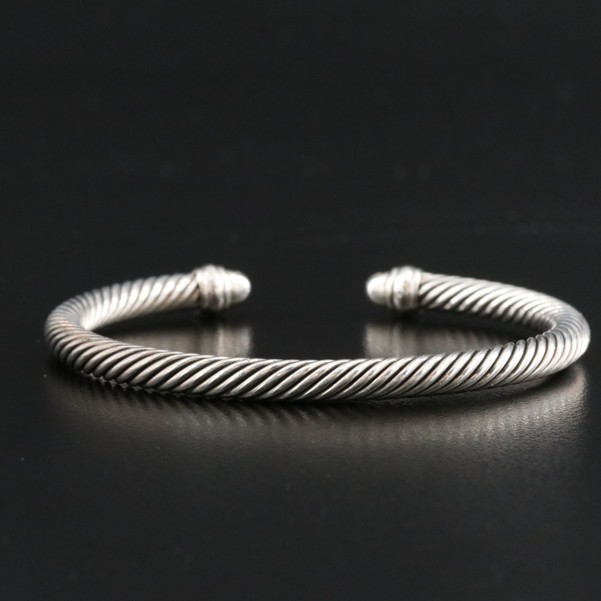 David Yurman Sterling and Diamond Cable Cuff Bracelet
