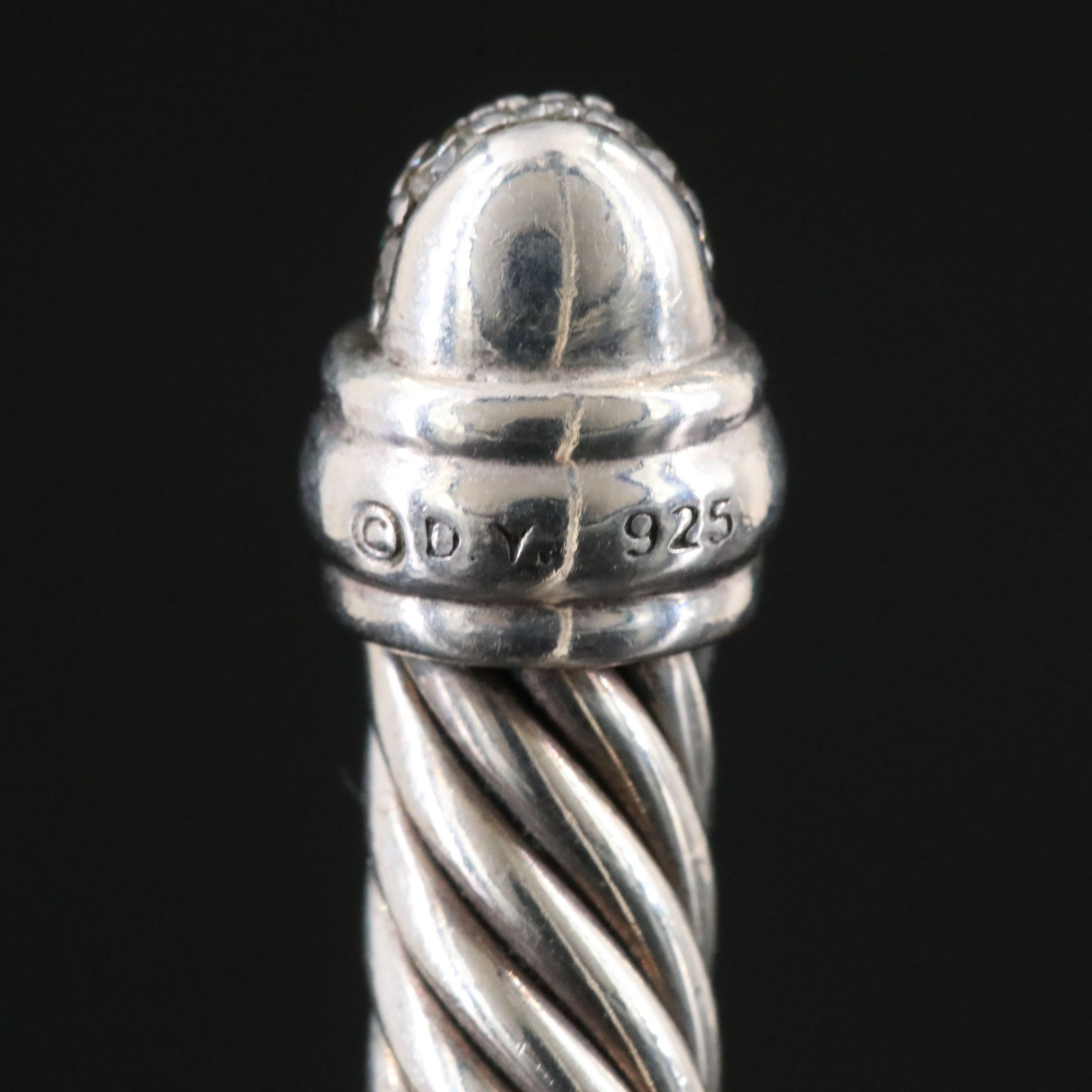David Yurman Sterling and Diamond Cable Cuff Bracelet