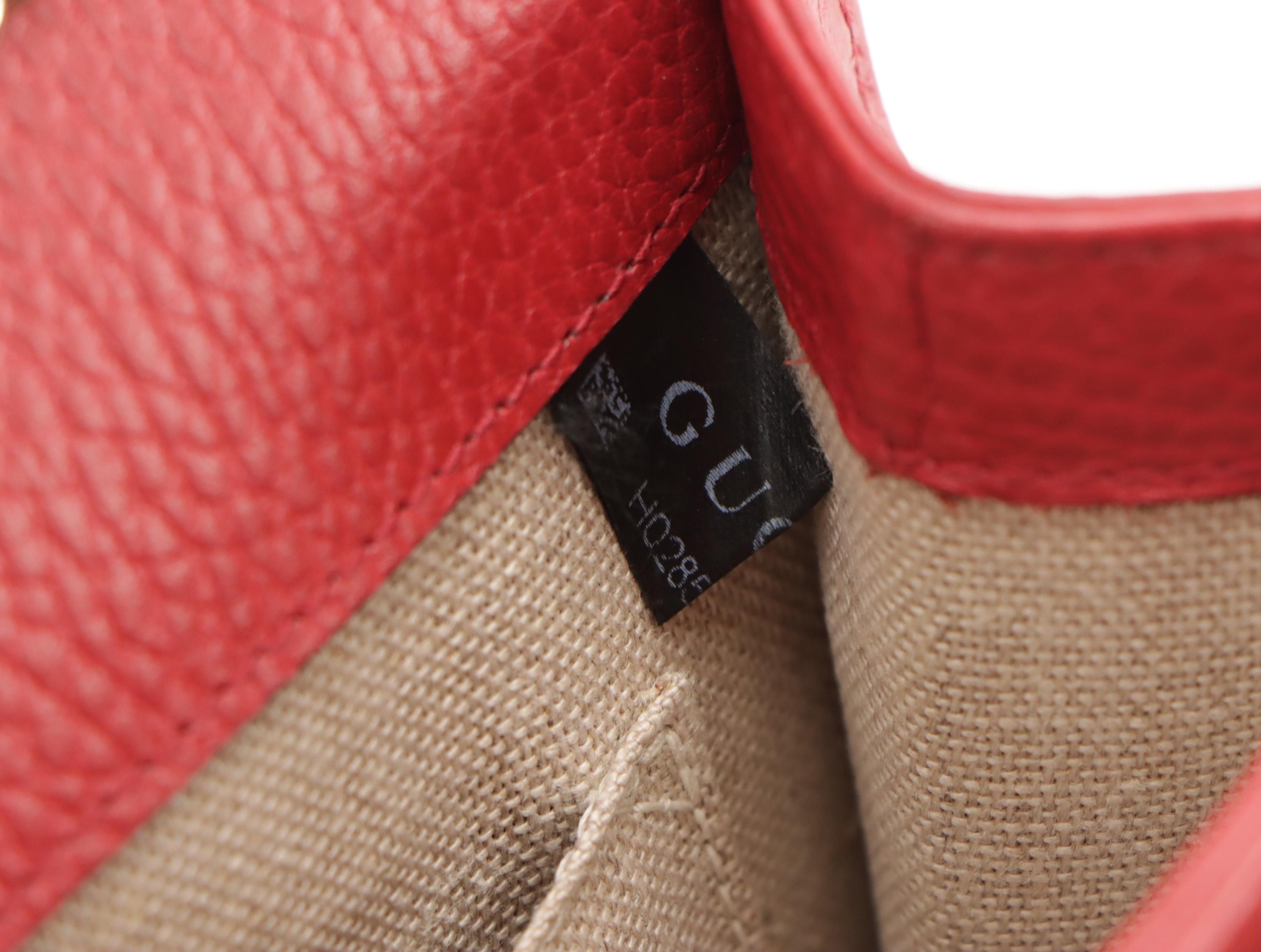 Gucci GG Marmont Chain Link Crossbody Bag in Red Calfskin Leather