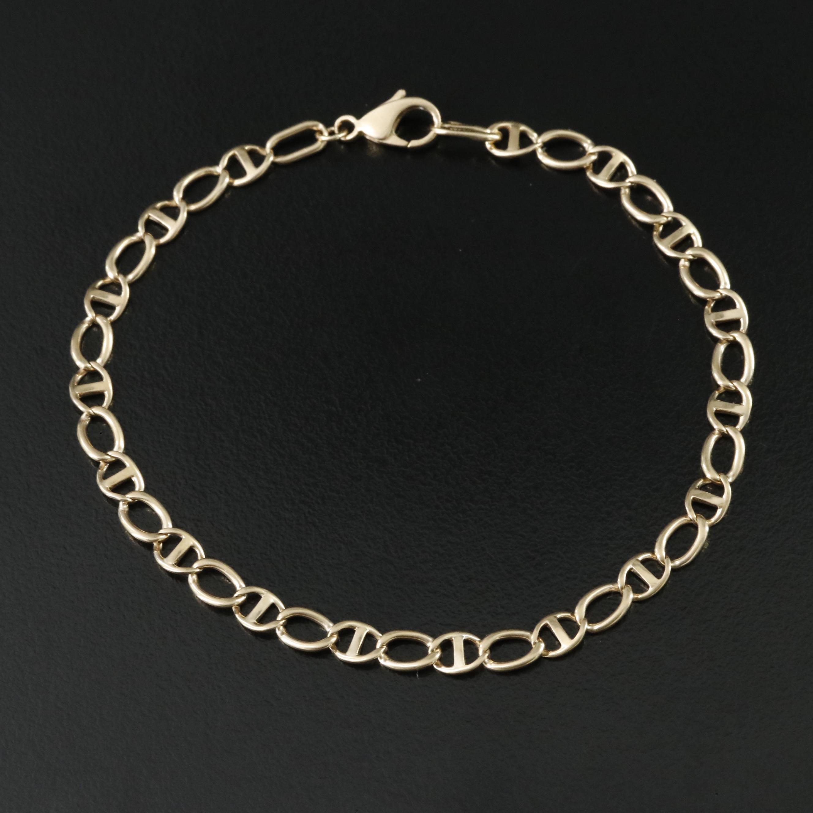 14K Fancy Curb and Mariner Chain Bracelet