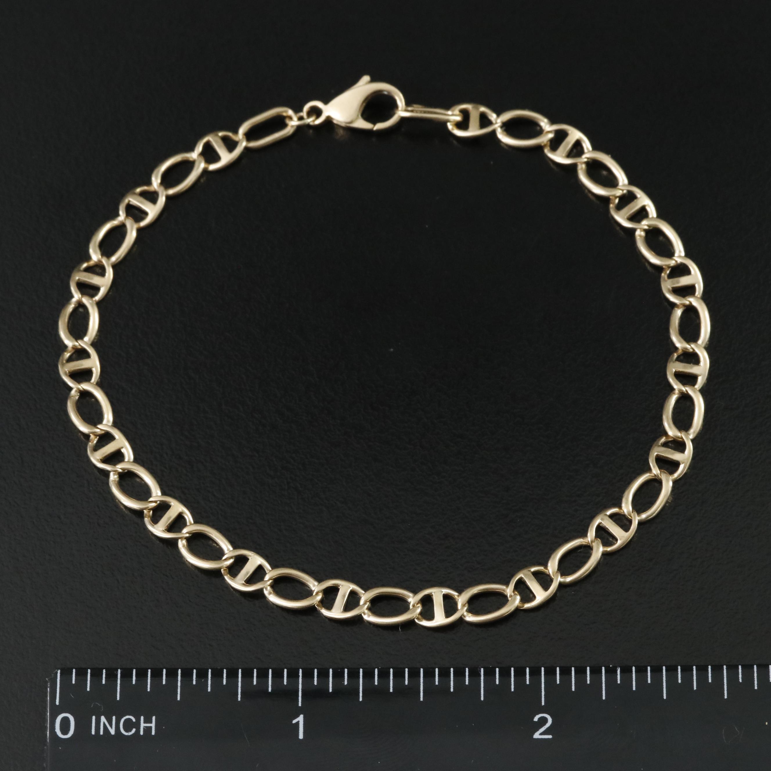 14K Fancy Curb and Mariner Chain Bracelet
