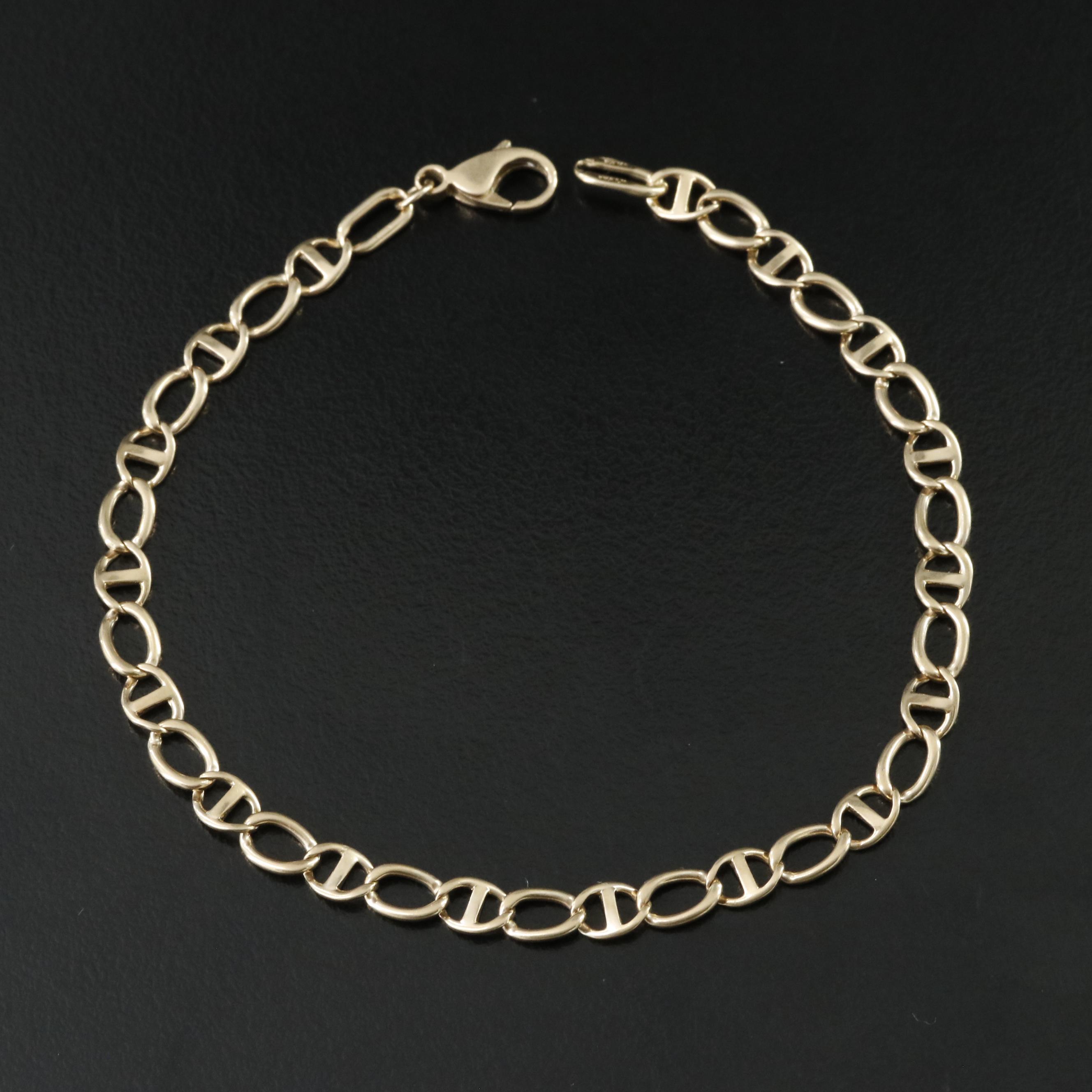 14K Fancy Curb and Mariner Chain Bracelet