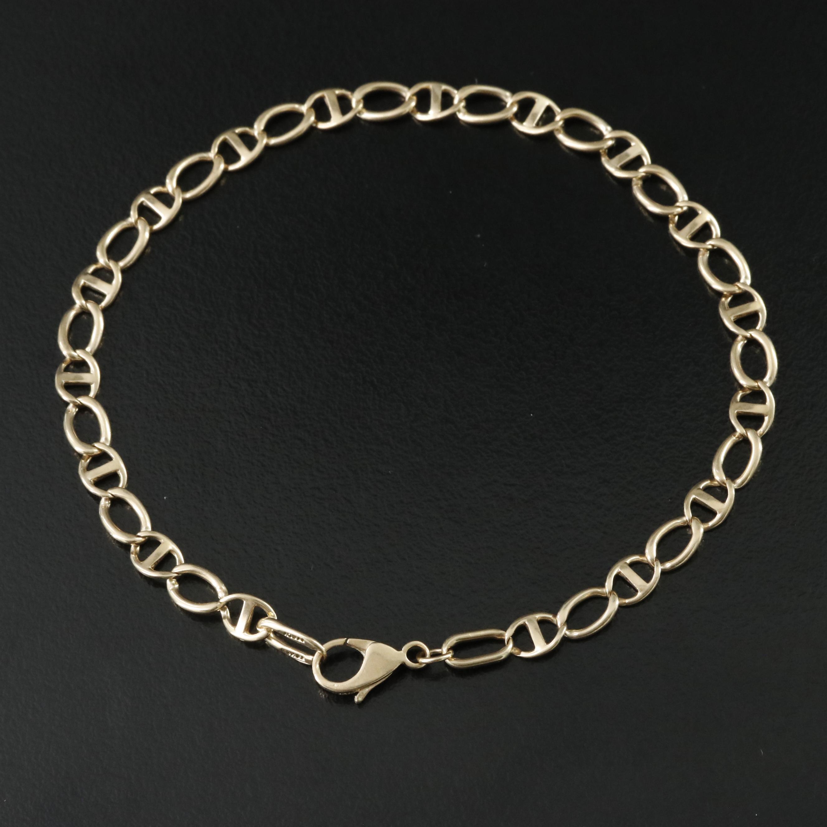14K Fancy Curb and Mariner Chain Bracelet