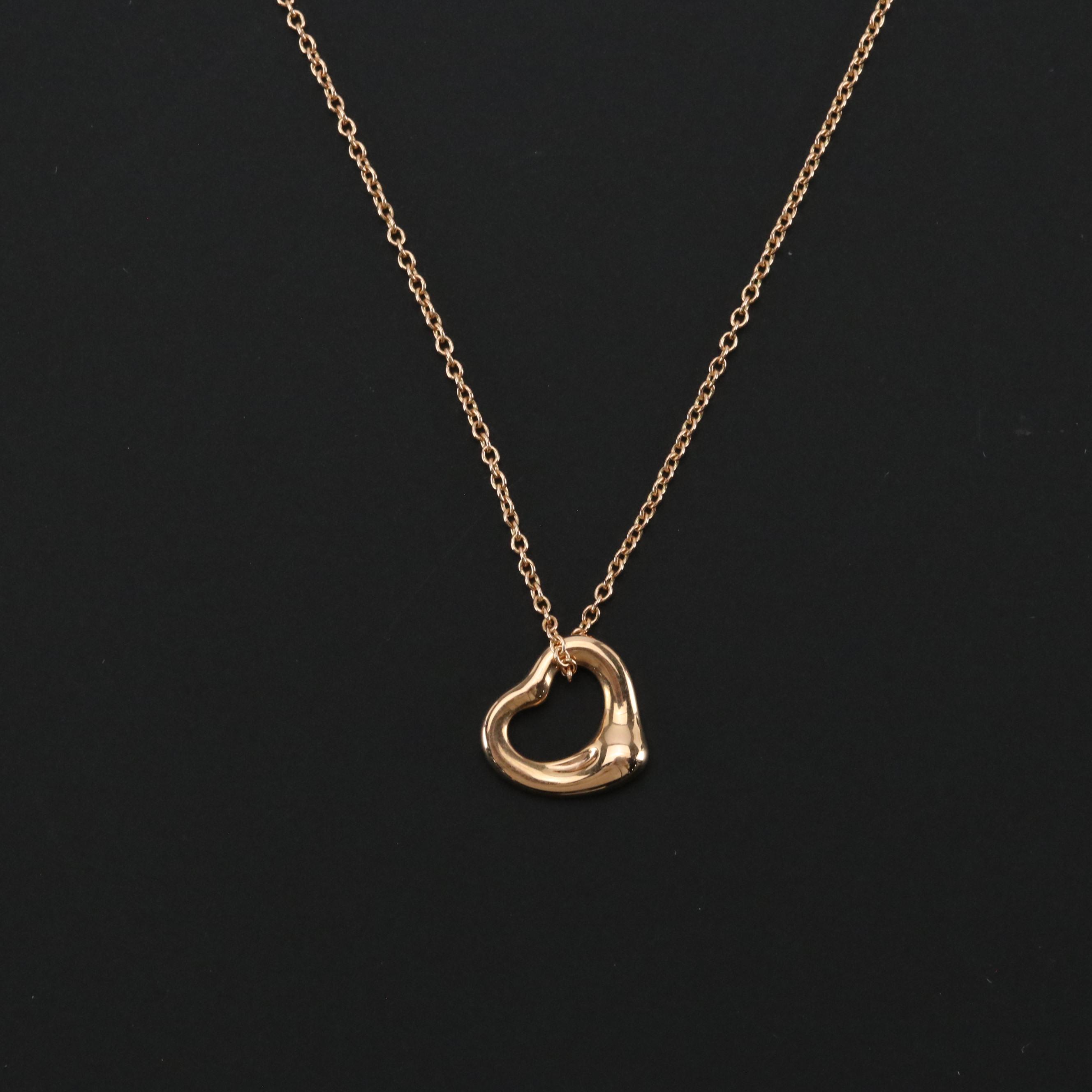 Elsa Peretti for Tiffany & Co. Open Heart 18K Gold Pendant Necklace