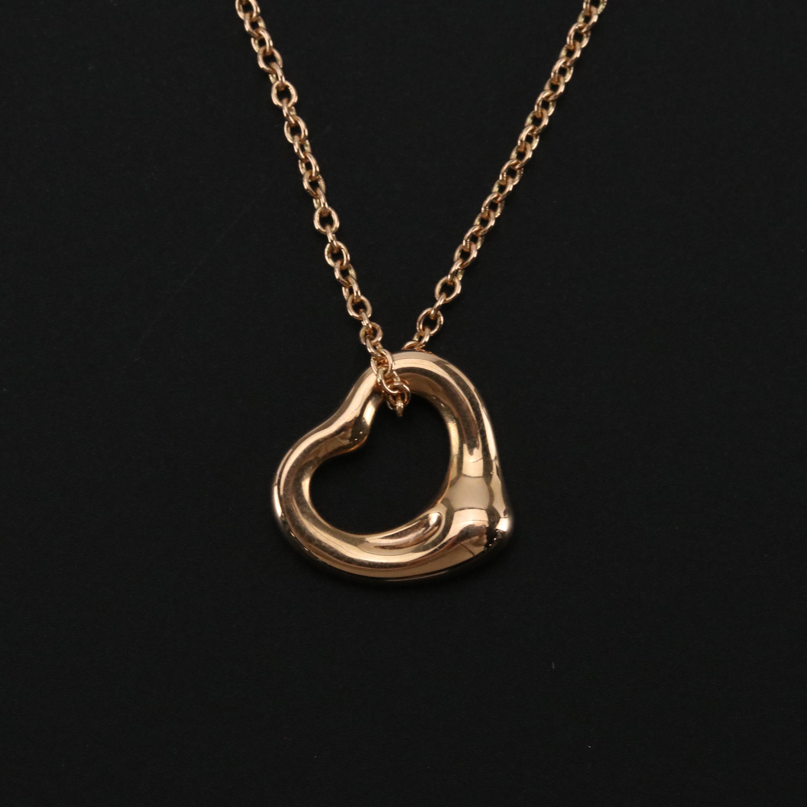 Elsa Peretti for Tiffany & Co. Open Heart 18K Gold Pendant Necklace