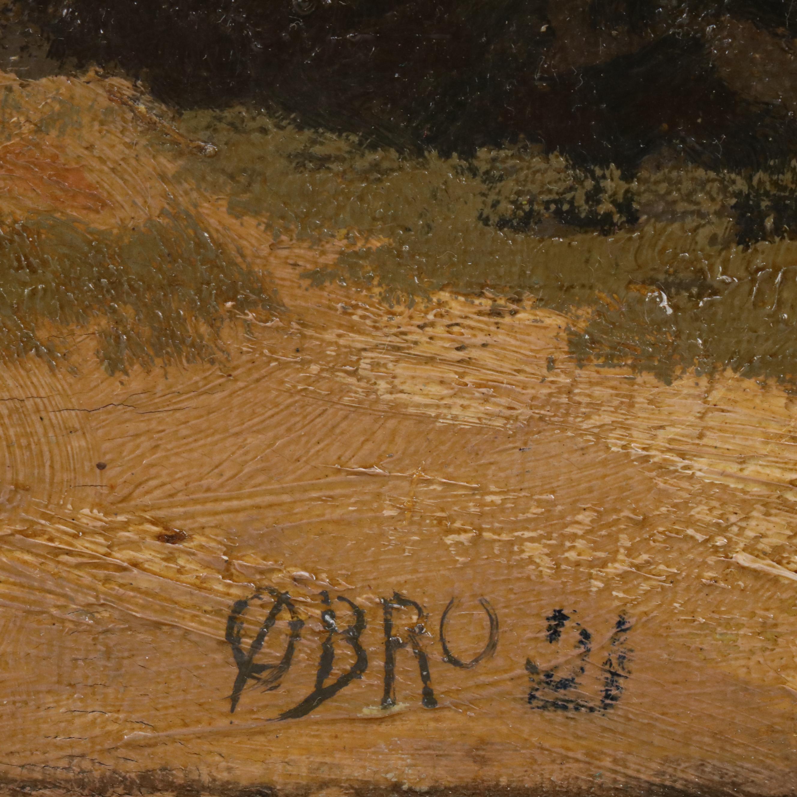 Aage Øbro Oil Painting Landscape, 1921