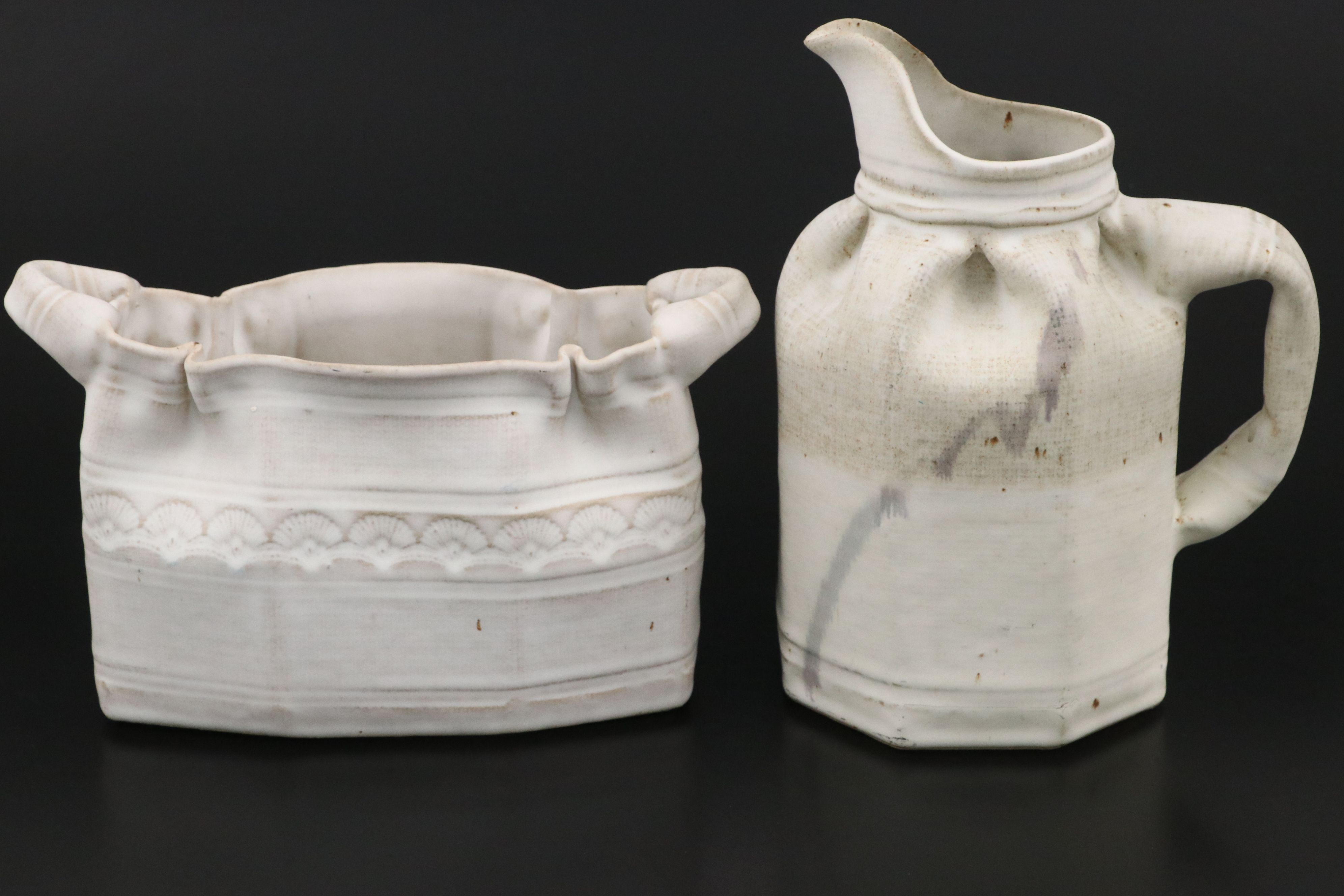 Artist Signed Art Pottery Pitcher, Lidded Jar, and More Table Accessories