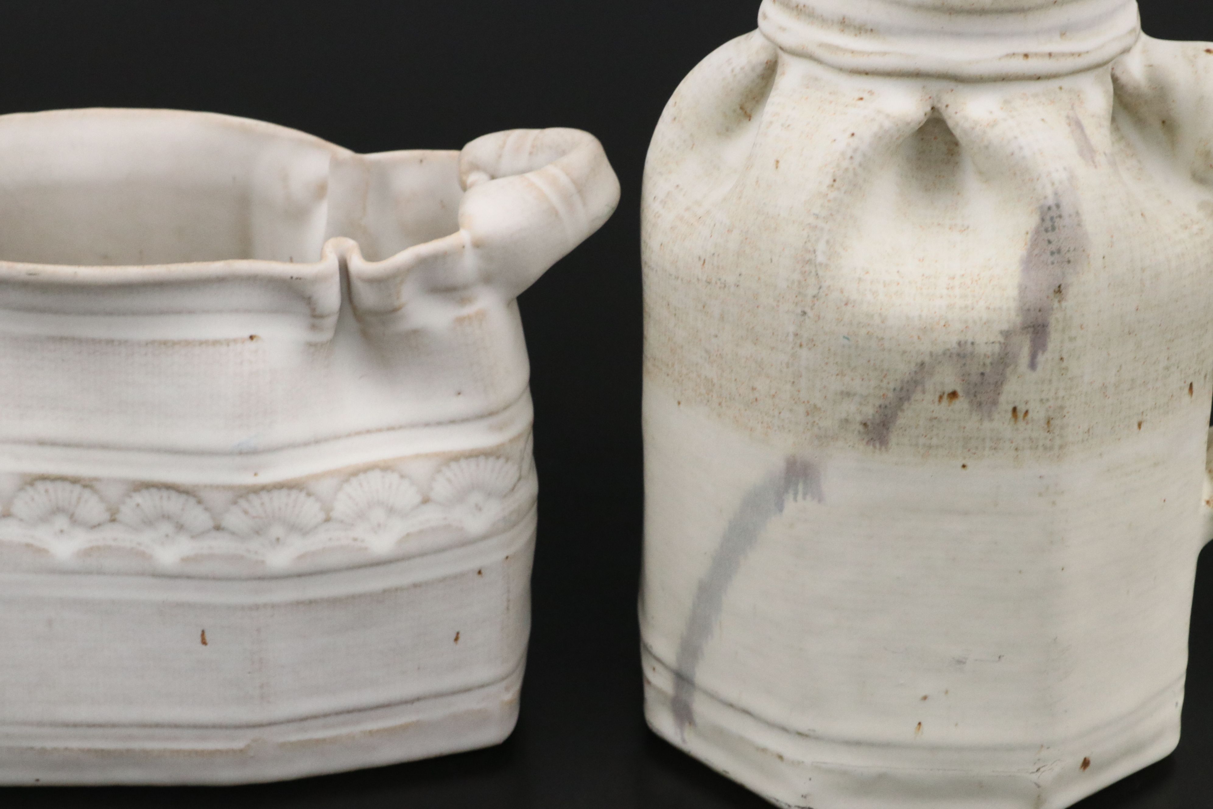 Artist Signed Art Pottery Pitcher, Lidded Jar, and More Table Accessories