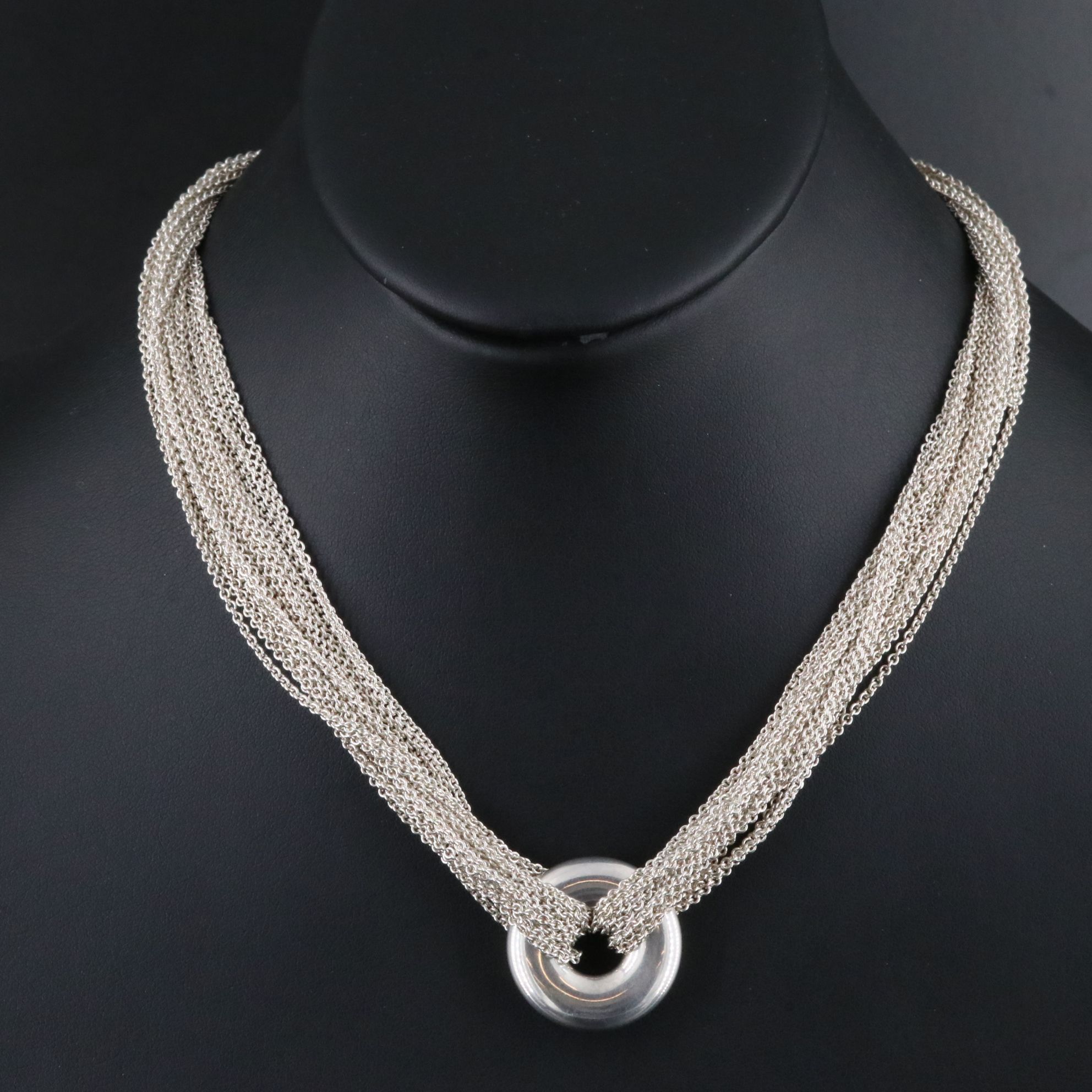 Tiffany & Co. Sterling Multi-Strand Circle Pendant Toggle Necklace