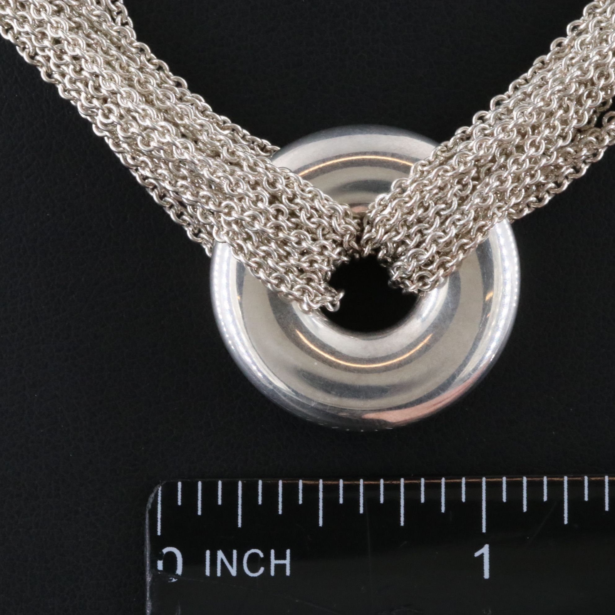 Tiffany & Co. Sterling Multi-Strand Circle Pendant Toggle Necklace