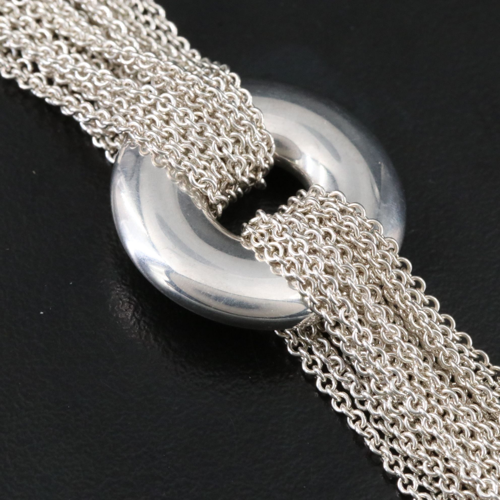 Tiffany & Co. Sterling Multi-Strand Circle Pendant Toggle Necklace