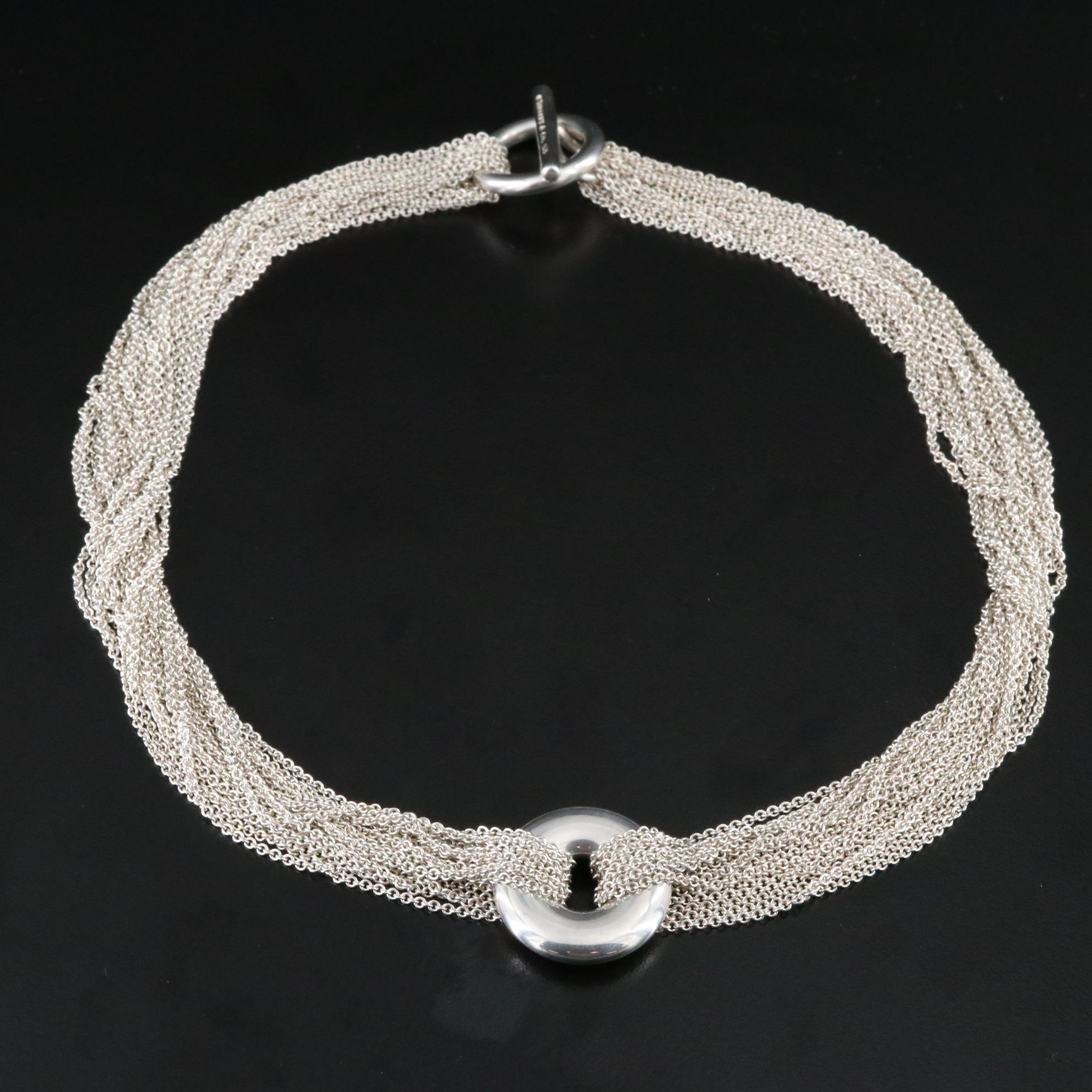 Tiffany & Co. Sterling Multi-Strand Circle Pendant Toggle Necklace