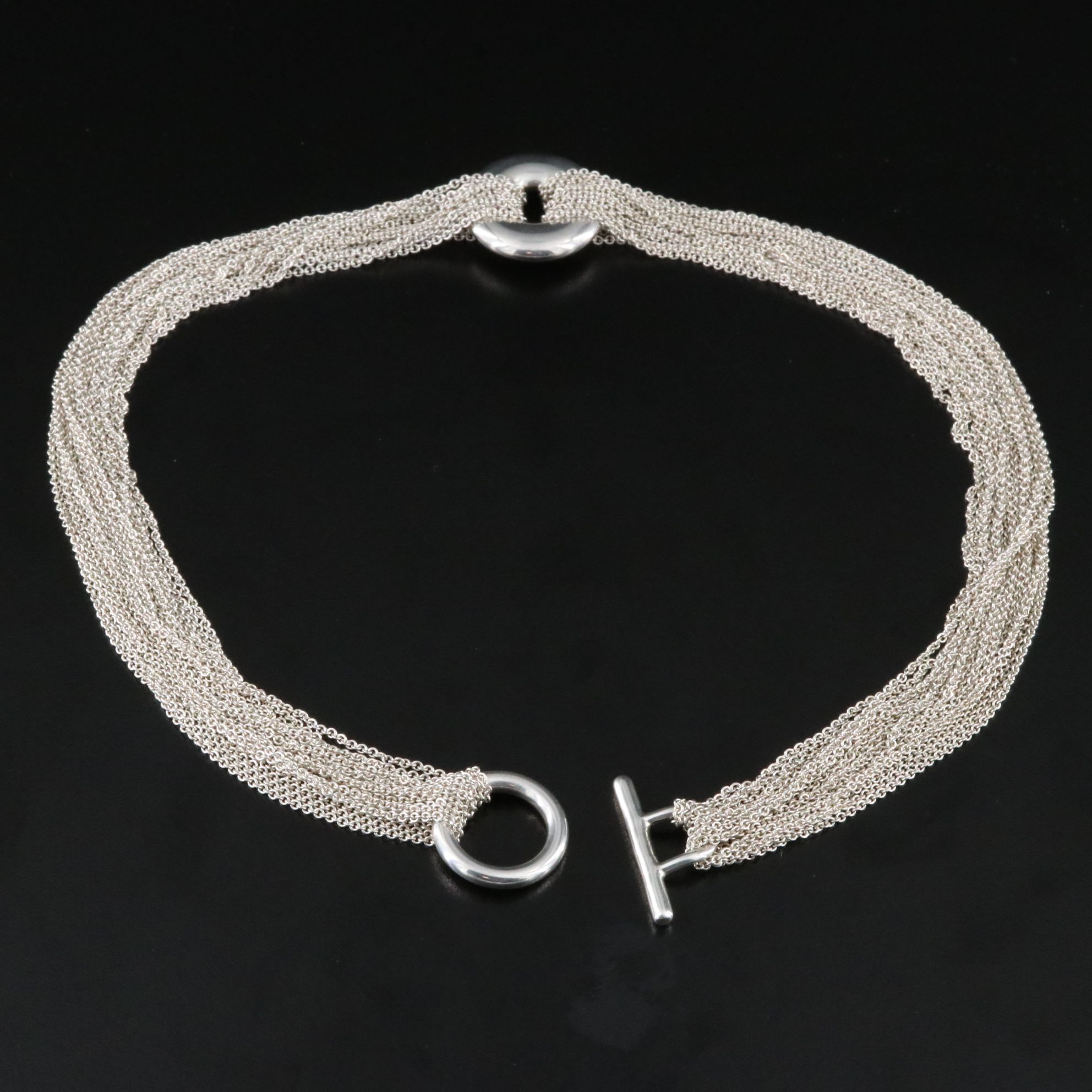 Tiffany & Co. Sterling Multi-Strand Circle Pendant Toggle Necklace